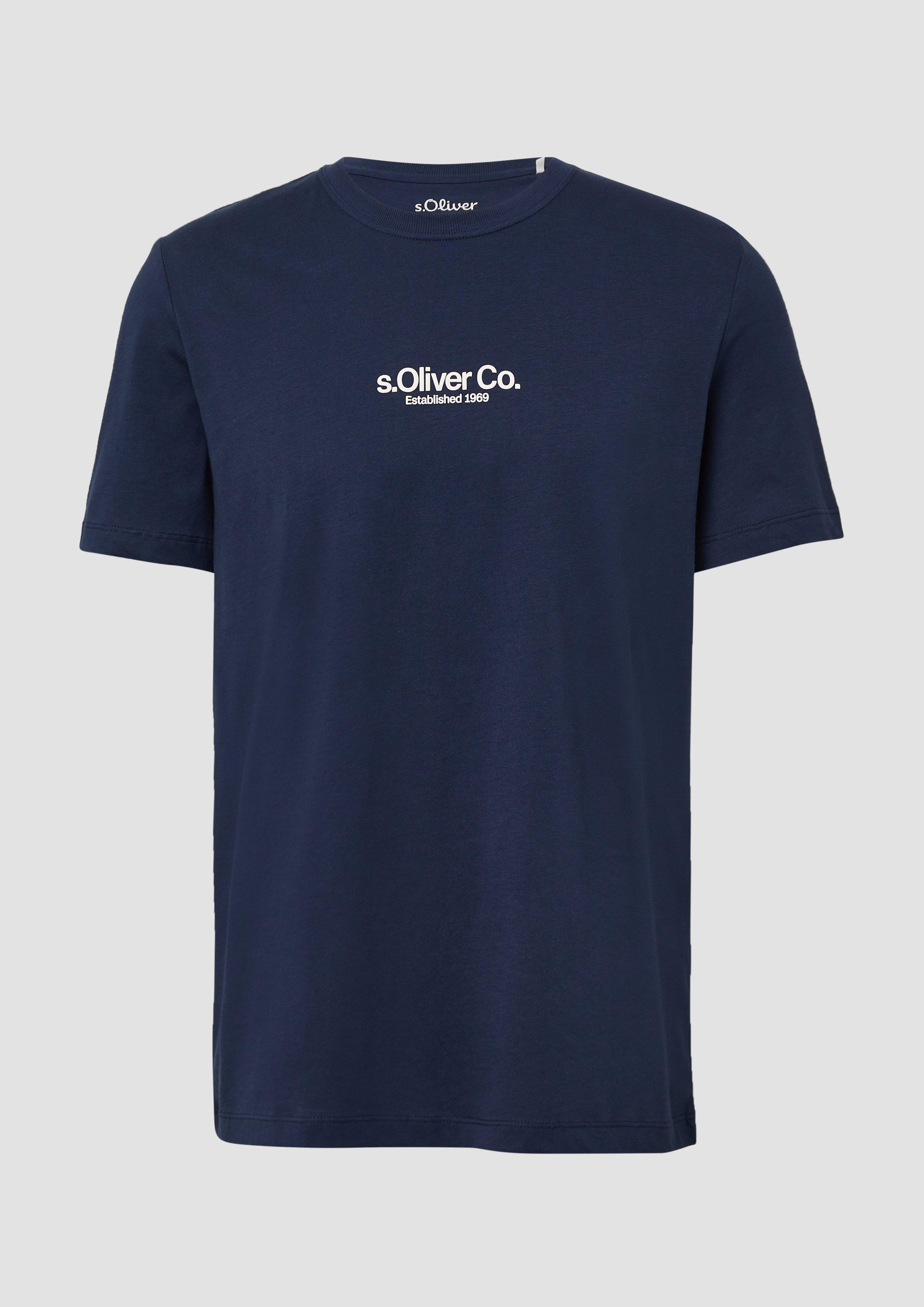 s.Oliver - T-Shirt aus Baumwolle mit Logo-Print, Herren, blau