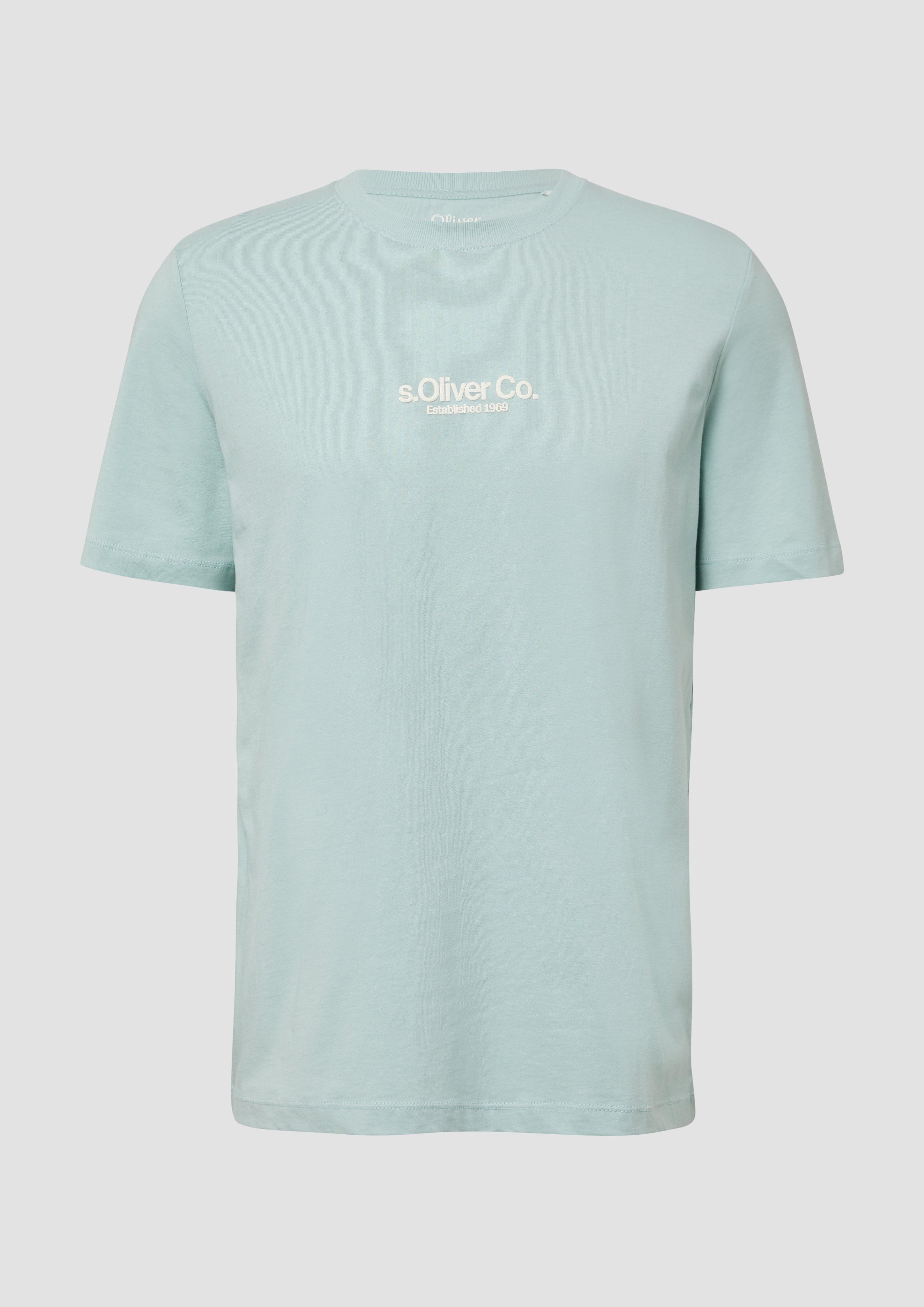 s.Oliver - T-Shirt aus Baumwolle mit Logo-Print, Herren, türkis