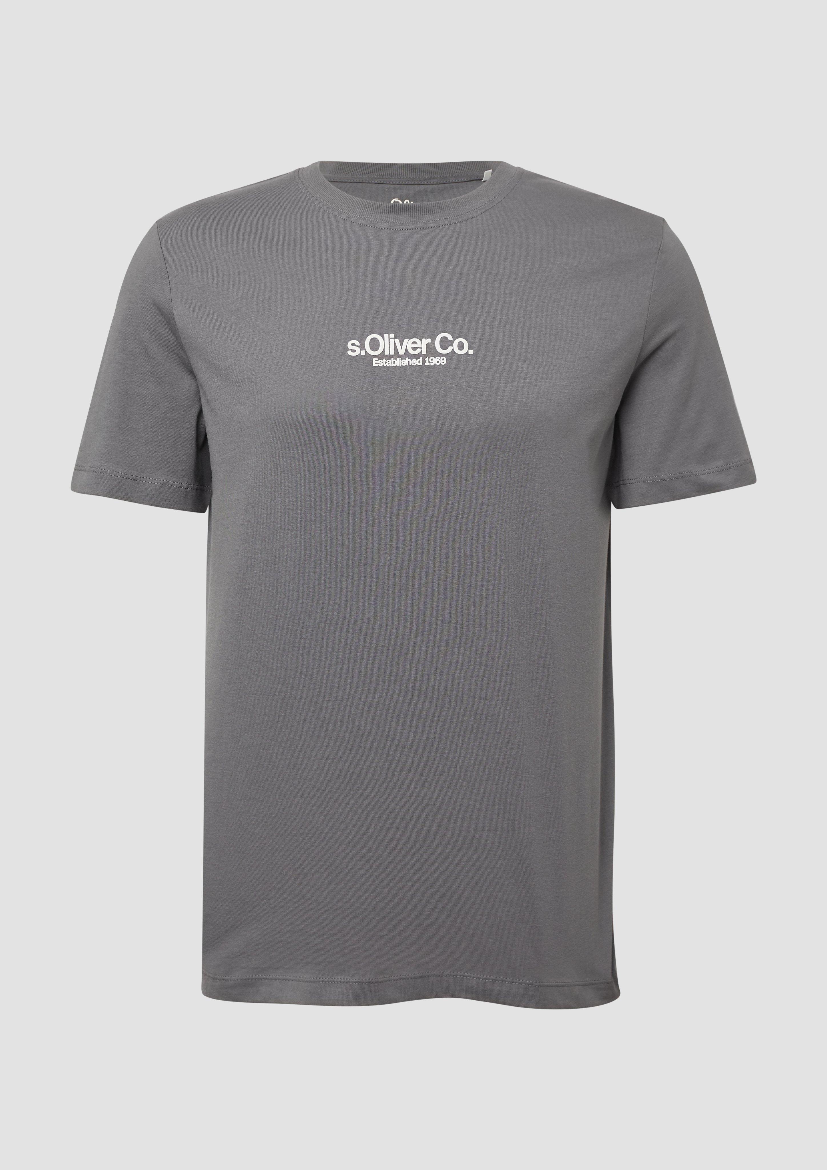 s.Oliver - T-Shirt aus Baumwolle mit Logo-Print, Herren, grau