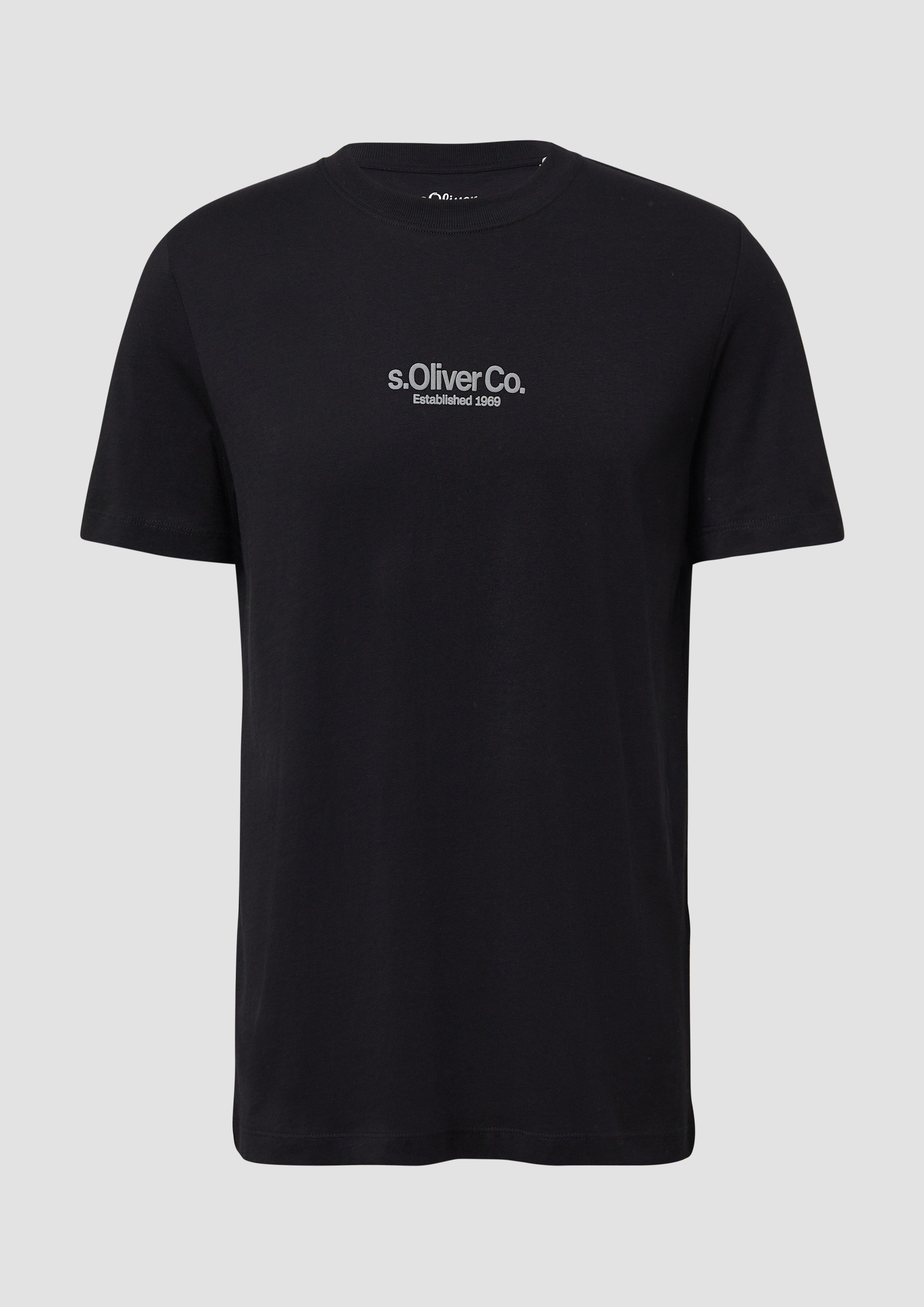 s.Oliver - T-Shirt aus Baumwolle mit Logo-Print, Herren, schwarz