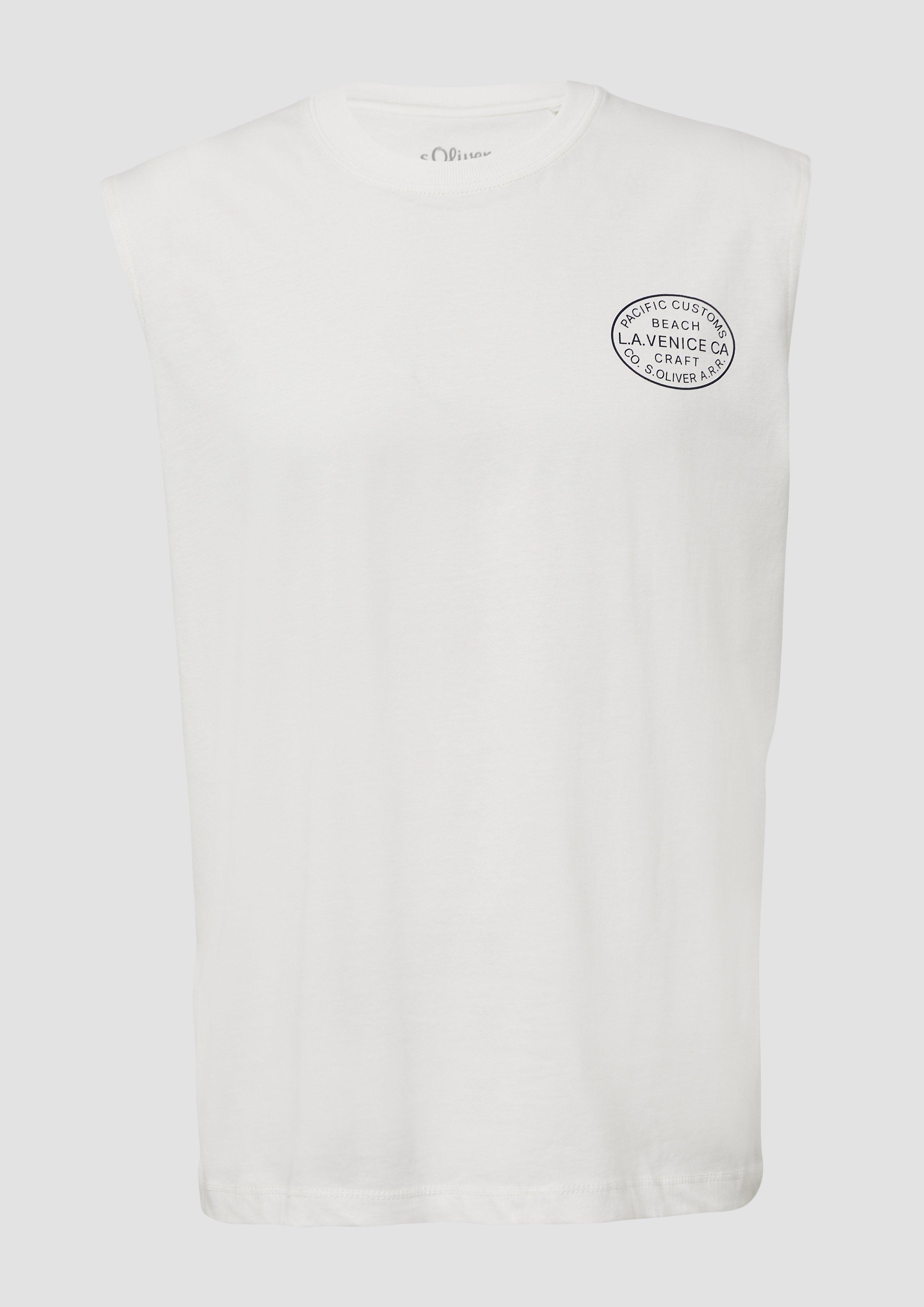 s.Oliver - Jersey-Tanktop im Relaxed Fit mit Print, Herren, weiß