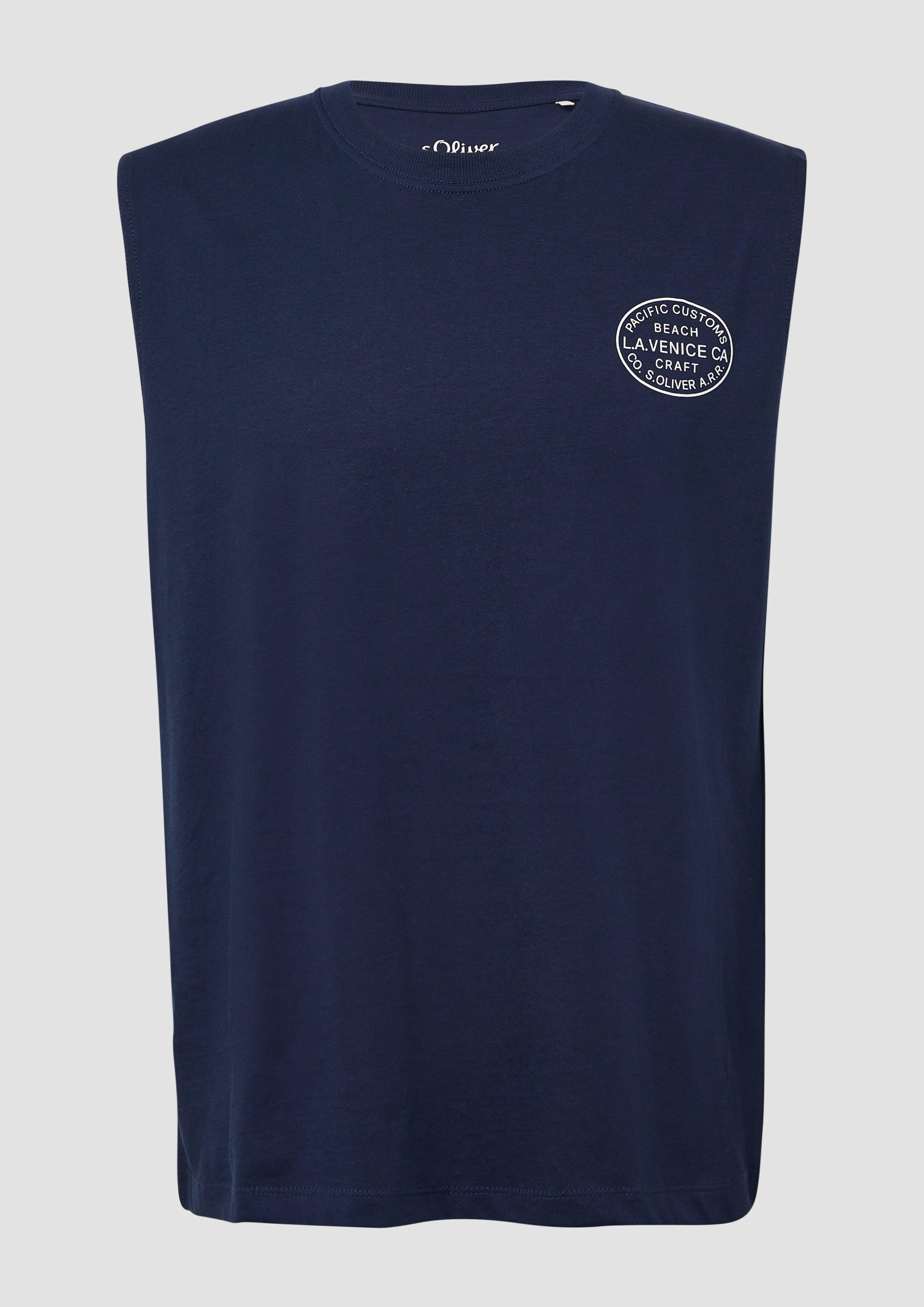 s.Oliver - Jersey-Tanktop im Relaxed Fit mit Print, Herren, blau