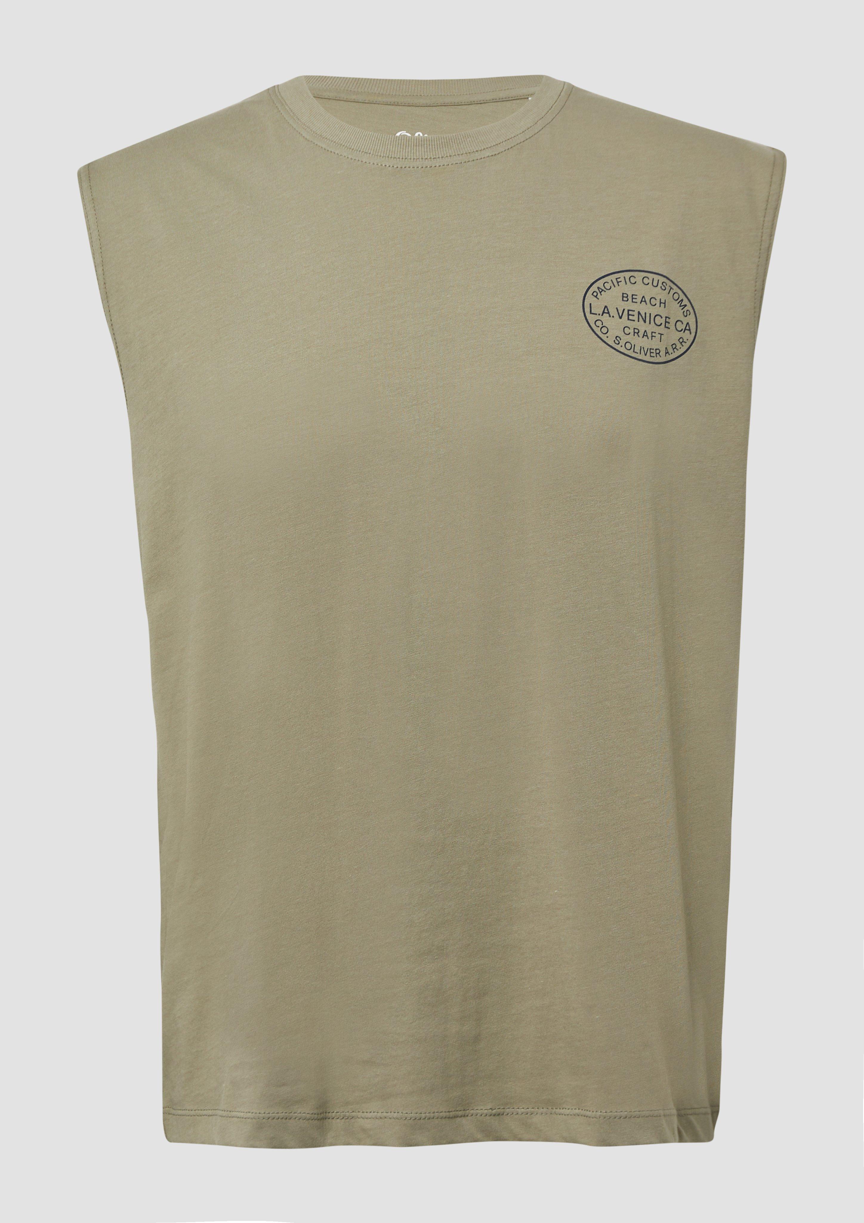 s.Oliver - Jersey-Tanktop im Relaxed Fit mit Print, Herren, Grün