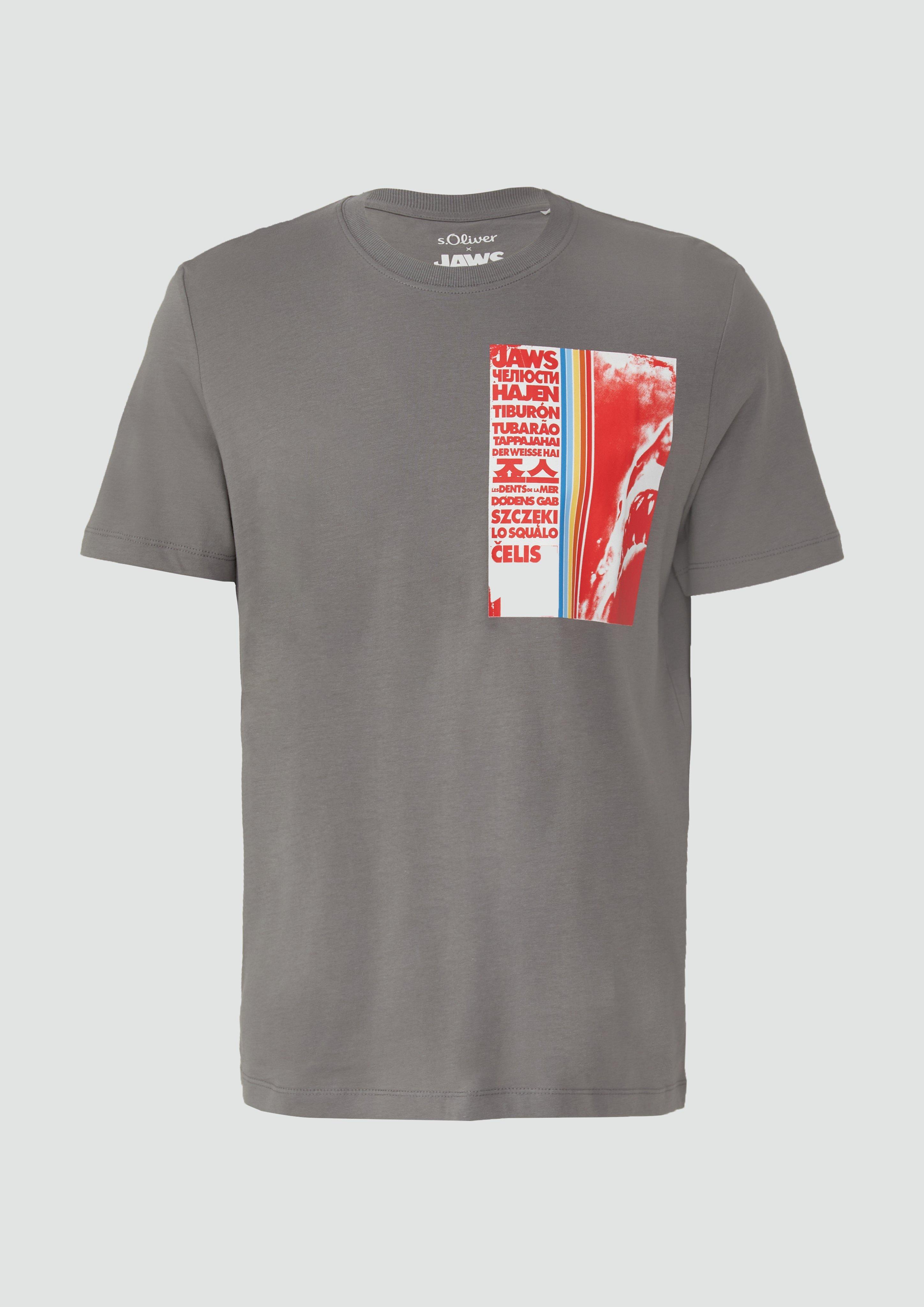Thumbnail - s.Oliver - T-Shirt aus Baumwolle mit Jaws© UCS LLC-Print, Herren, grau