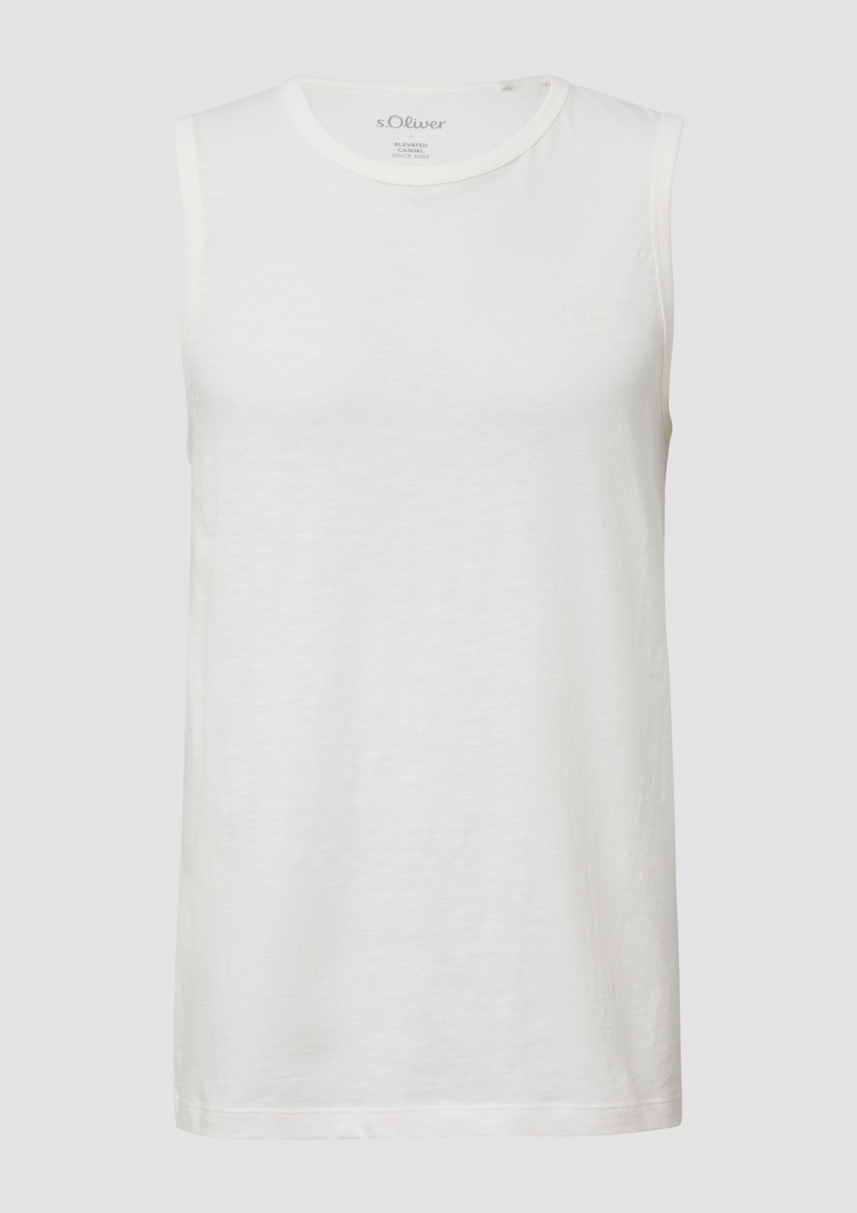 s.Oliver - Baumwoll-Tanktop mit Flammgarnstruktur, Herren, weiß