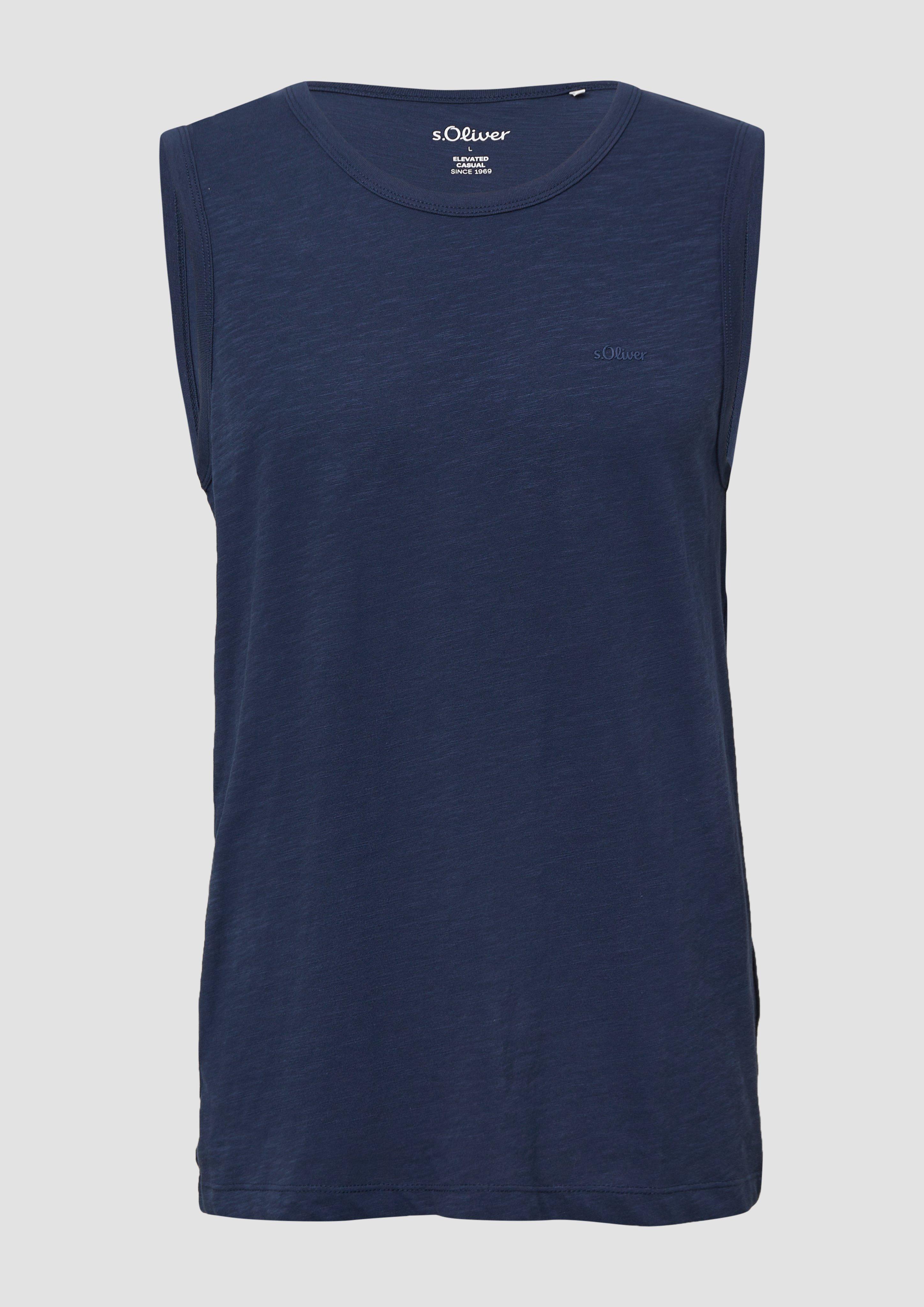 s.Oliver - Baumwoll-Tanktop mit Flammgarnstruktur, Herren, blau