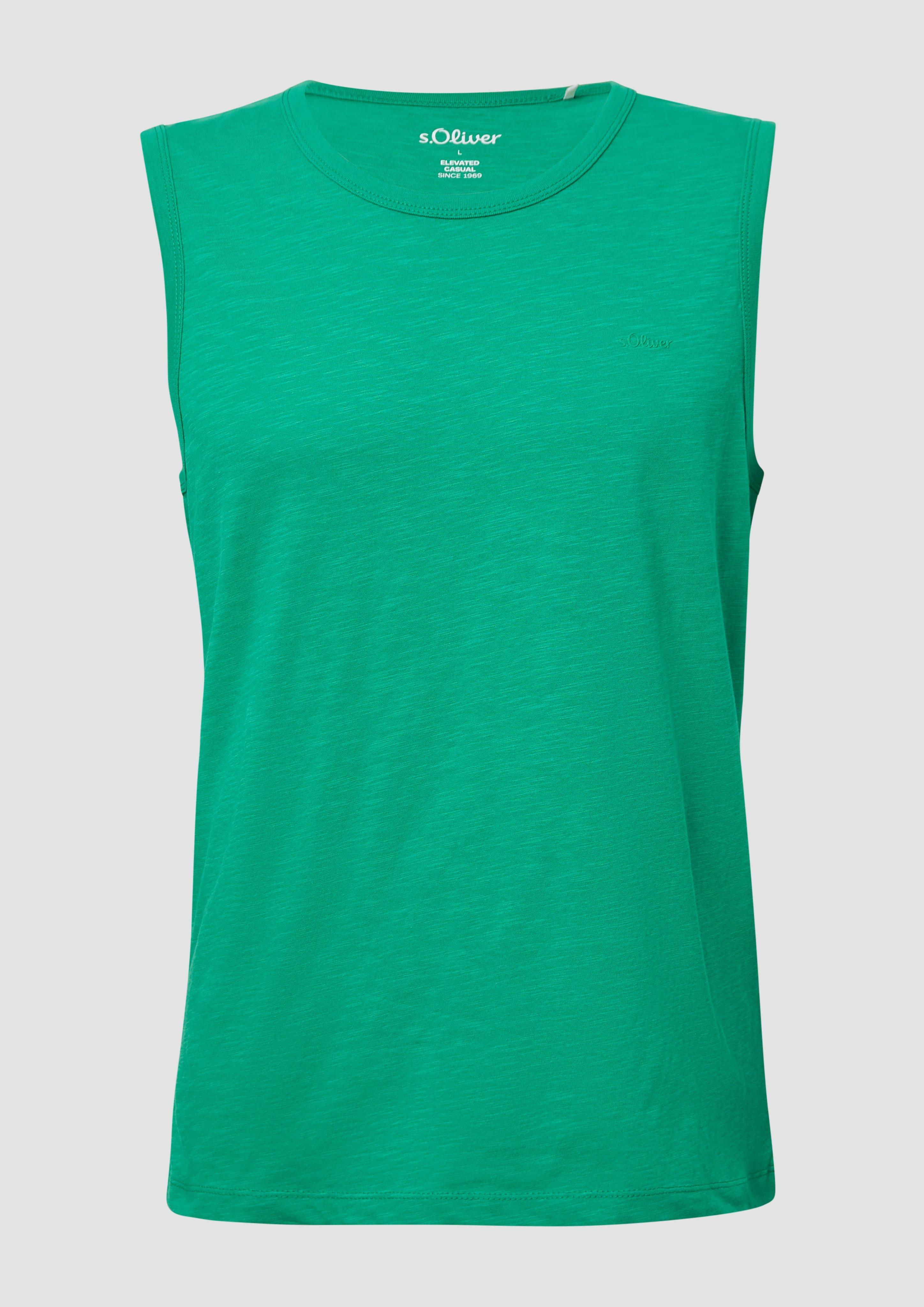 s.Oliver - Baumwoll-Tanktop mit Flammgarnstruktur, Herren, grün