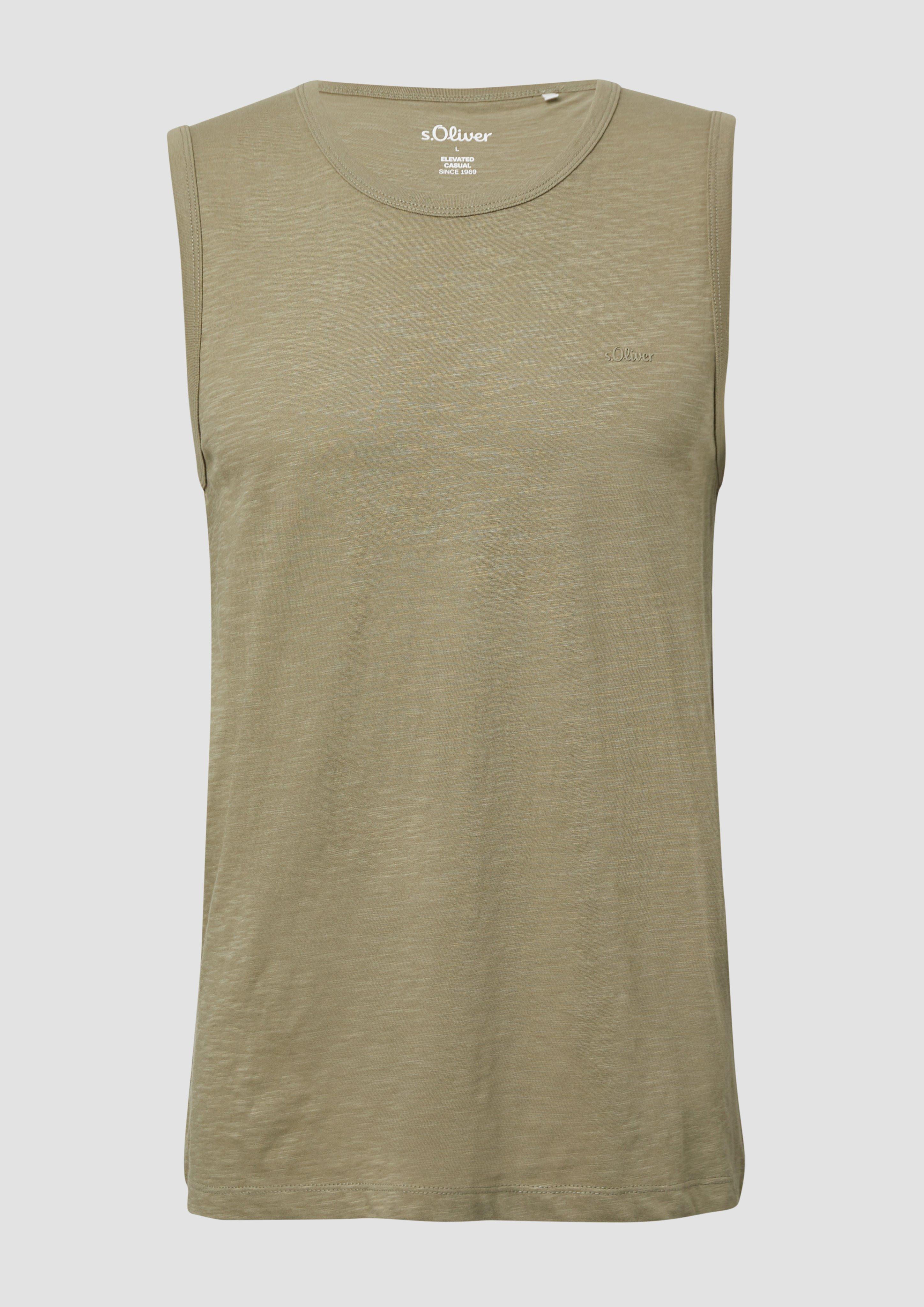 s.Oliver - Baumwoll-Tanktop mit Flammgarnstruktur, Herren, Grün