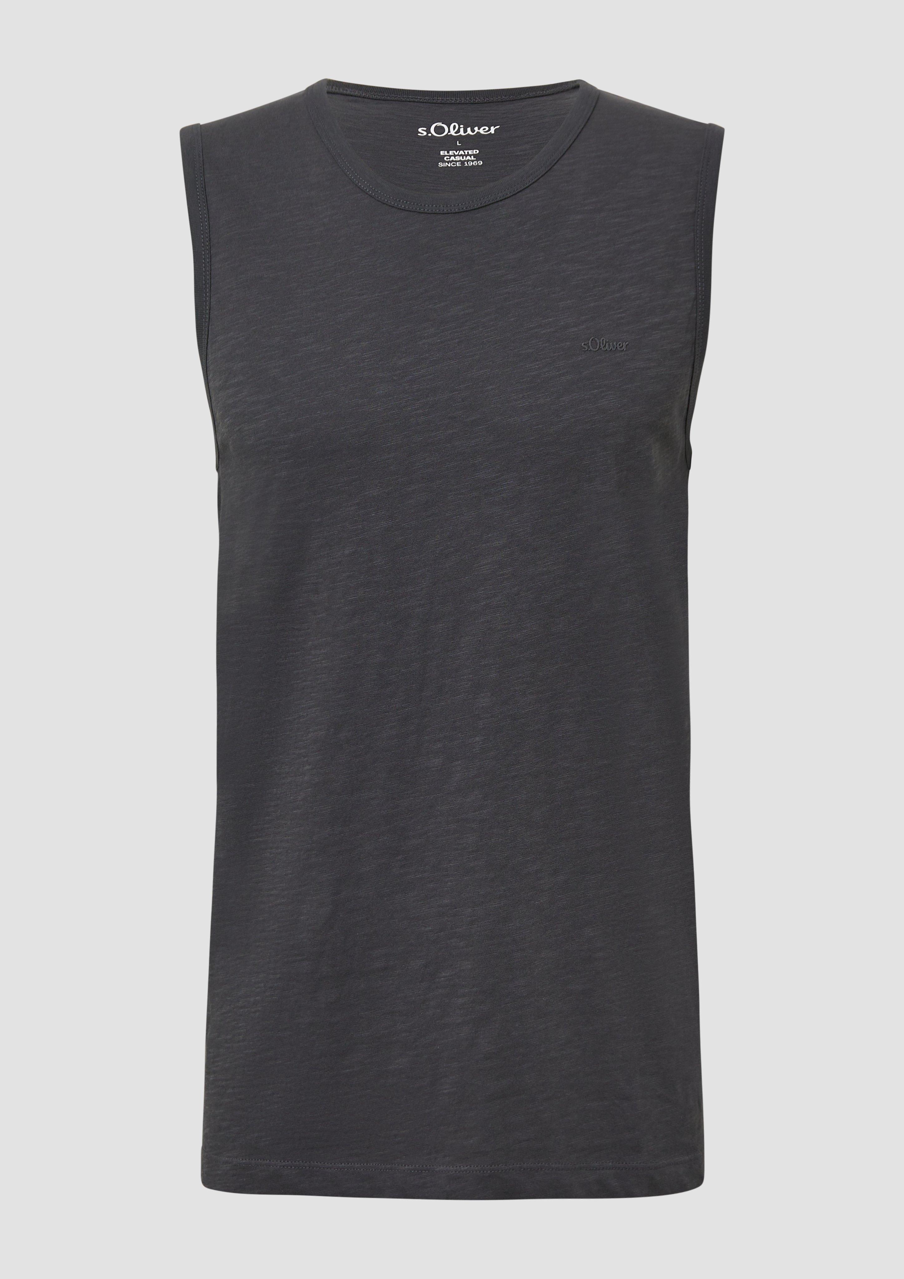 s.Oliver - Baumwoll-Tanktop mit Flammgarnstruktur, Herren, grau