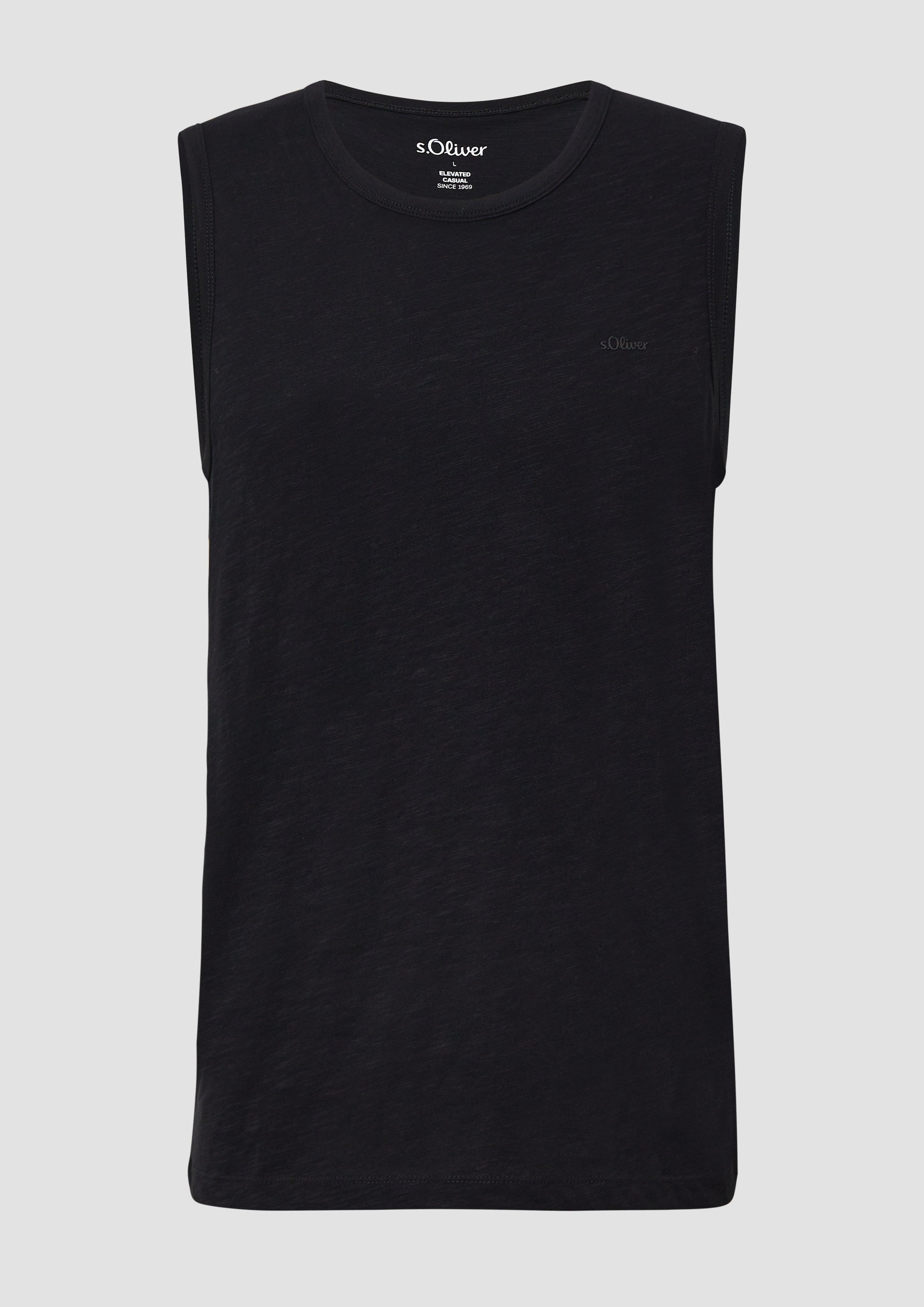 s.Oliver - Baumwoll-Tanktop mit Flammgarnstruktur, Herren, schwarz
