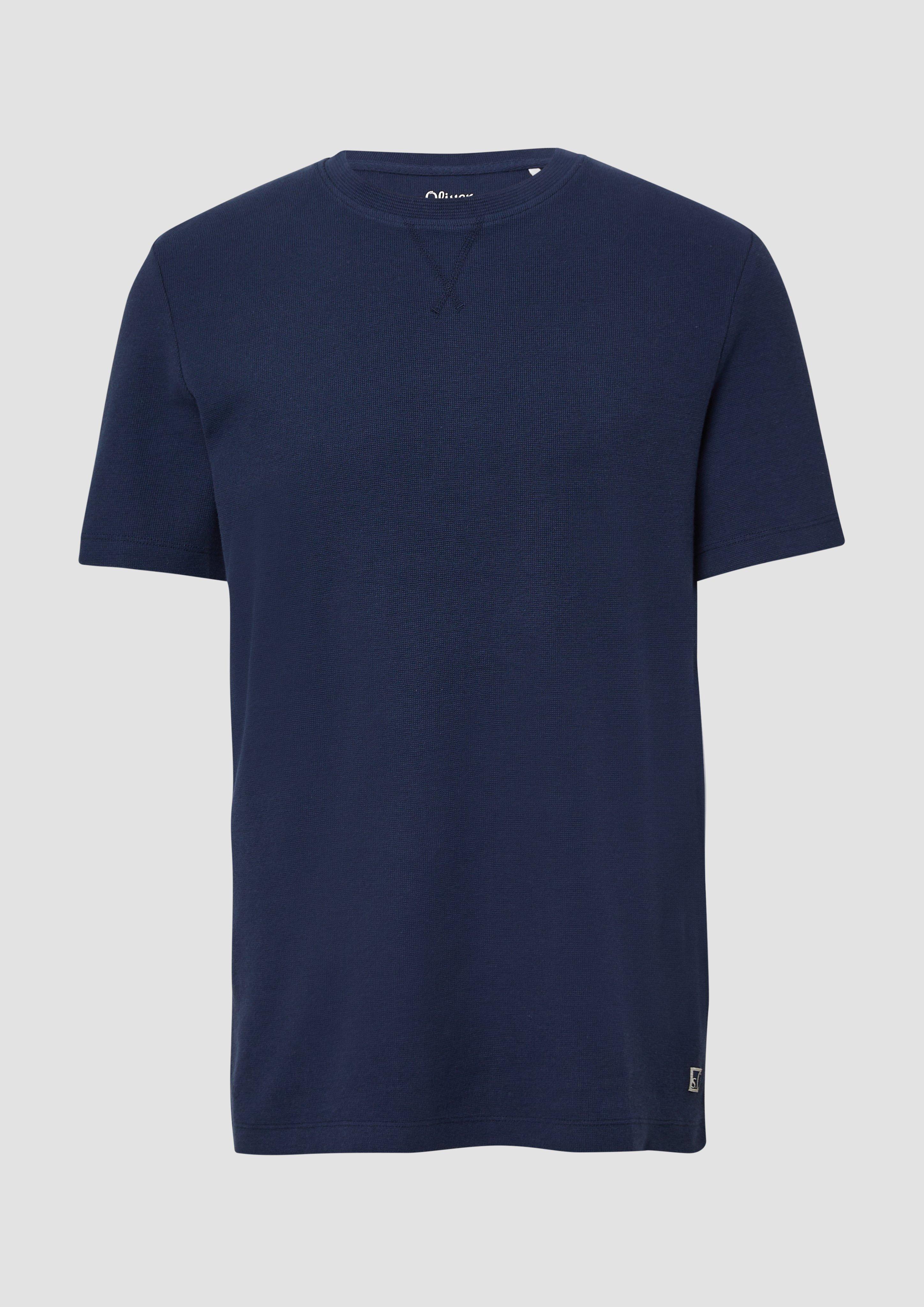 s.Oliver - Strukturiertes T-Shirt mit Crew Neck, Herren, blau
