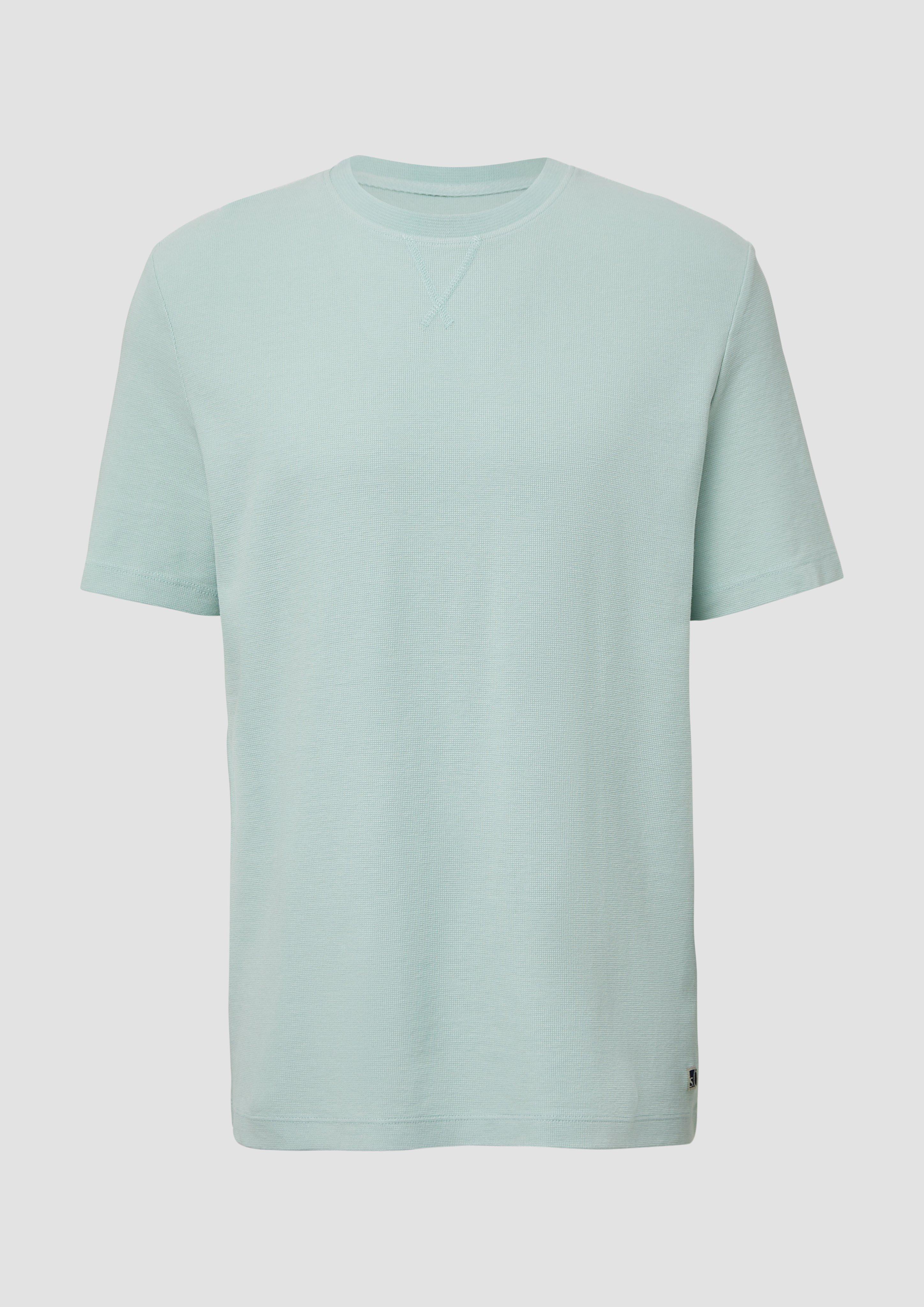 s.Oliver - Strukturiertes T-Shirt mit Crew Neck, Herren, türkis
