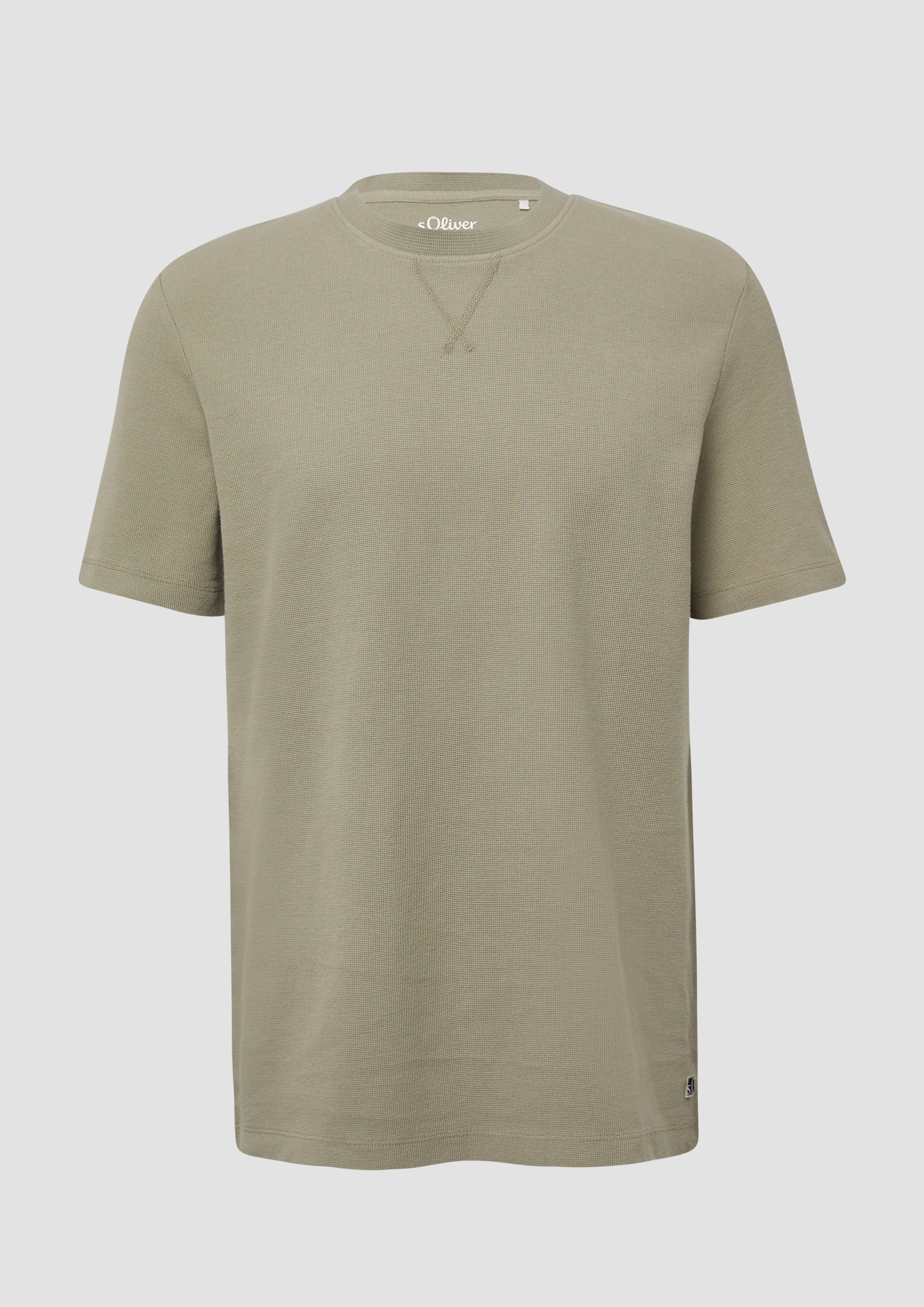 s.Oliver - Strukturiertes T-Shirt mit Crew Neck, Herren, Grün