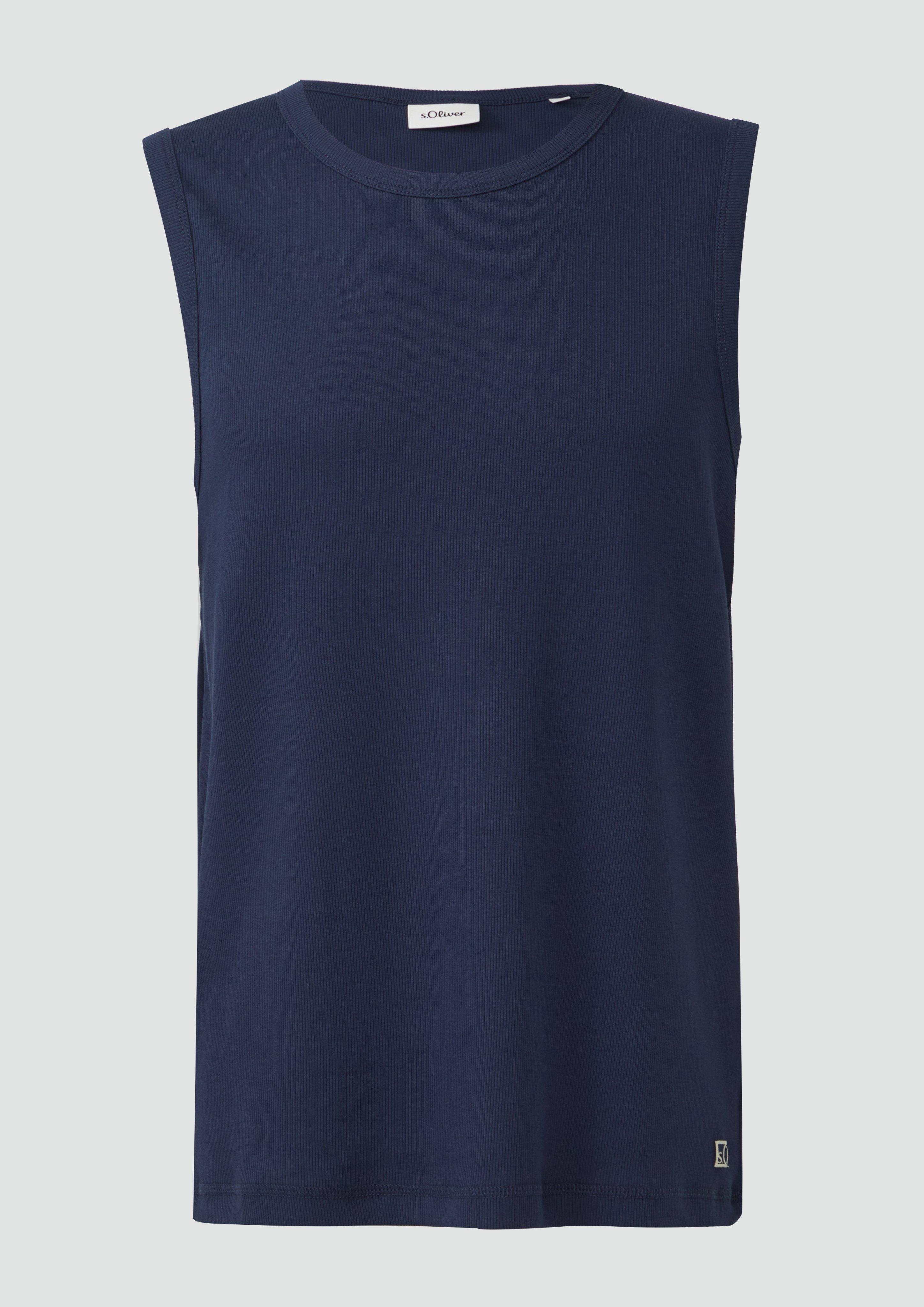 s.Oliver - Jersey-Tanktop mit Rippstruktur, Herren, blau