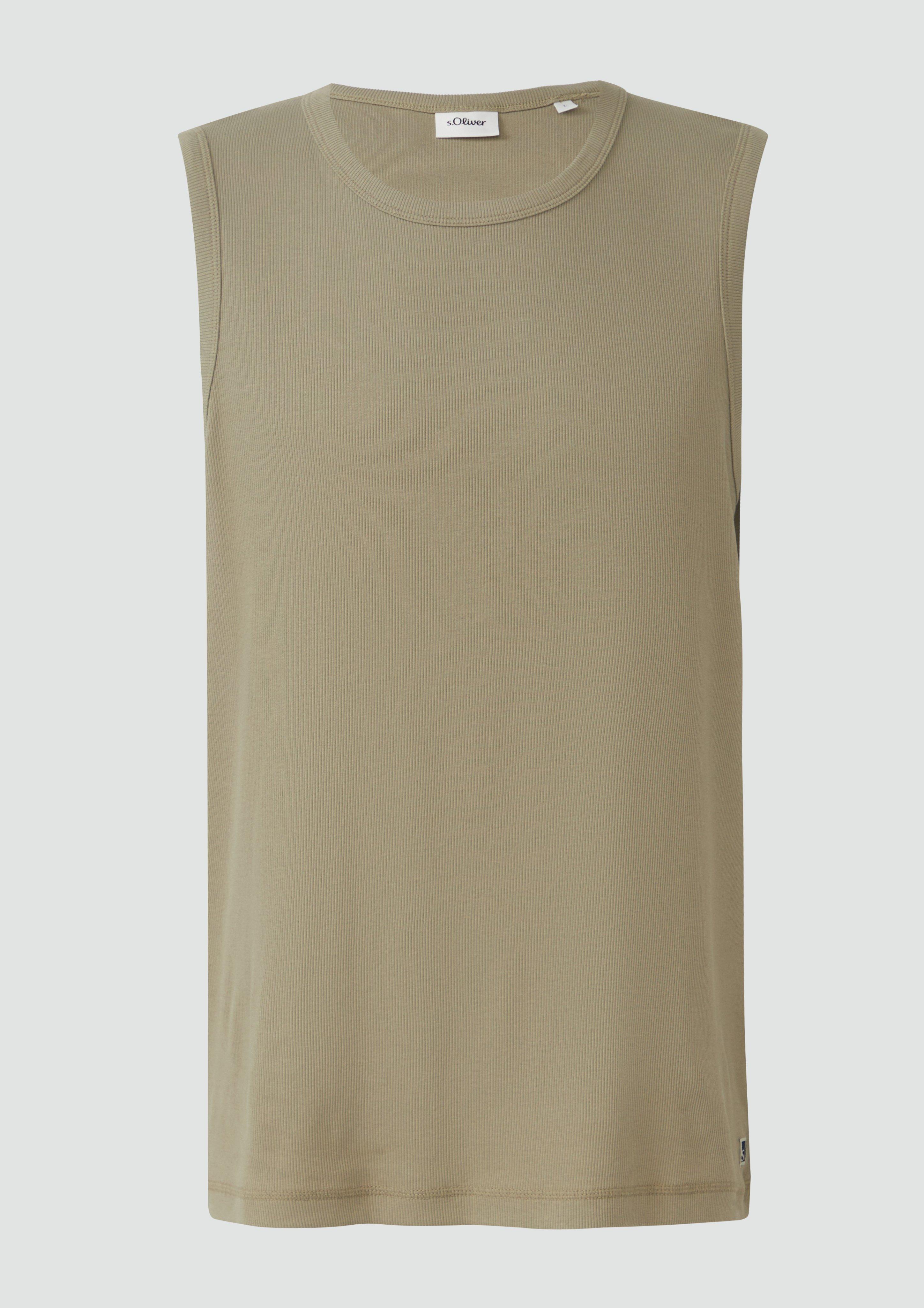 s.Oliver - Jersey-Tanktop mit Rippstruktur, Herren, Grün