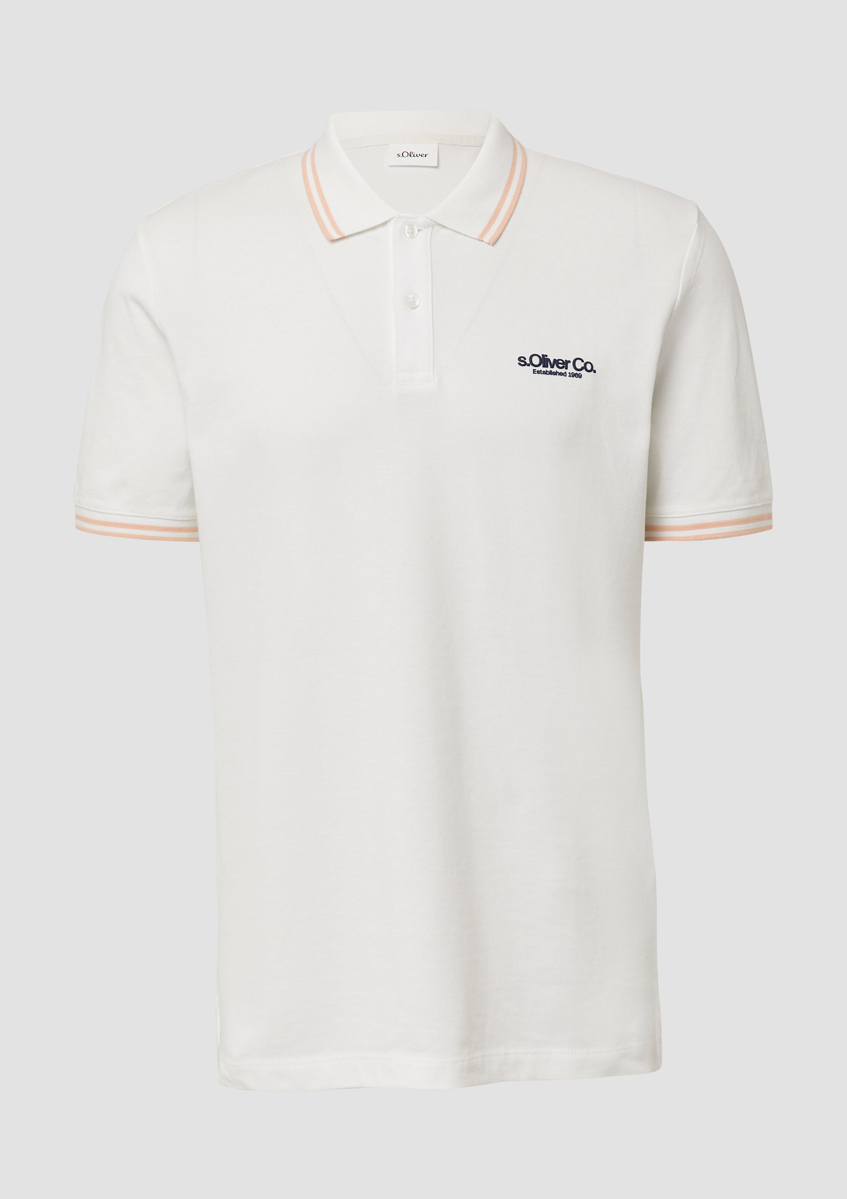 s.Oliver - Piqué-Poloshirt mit Kontrastdetails und Logo, Herren, weiß