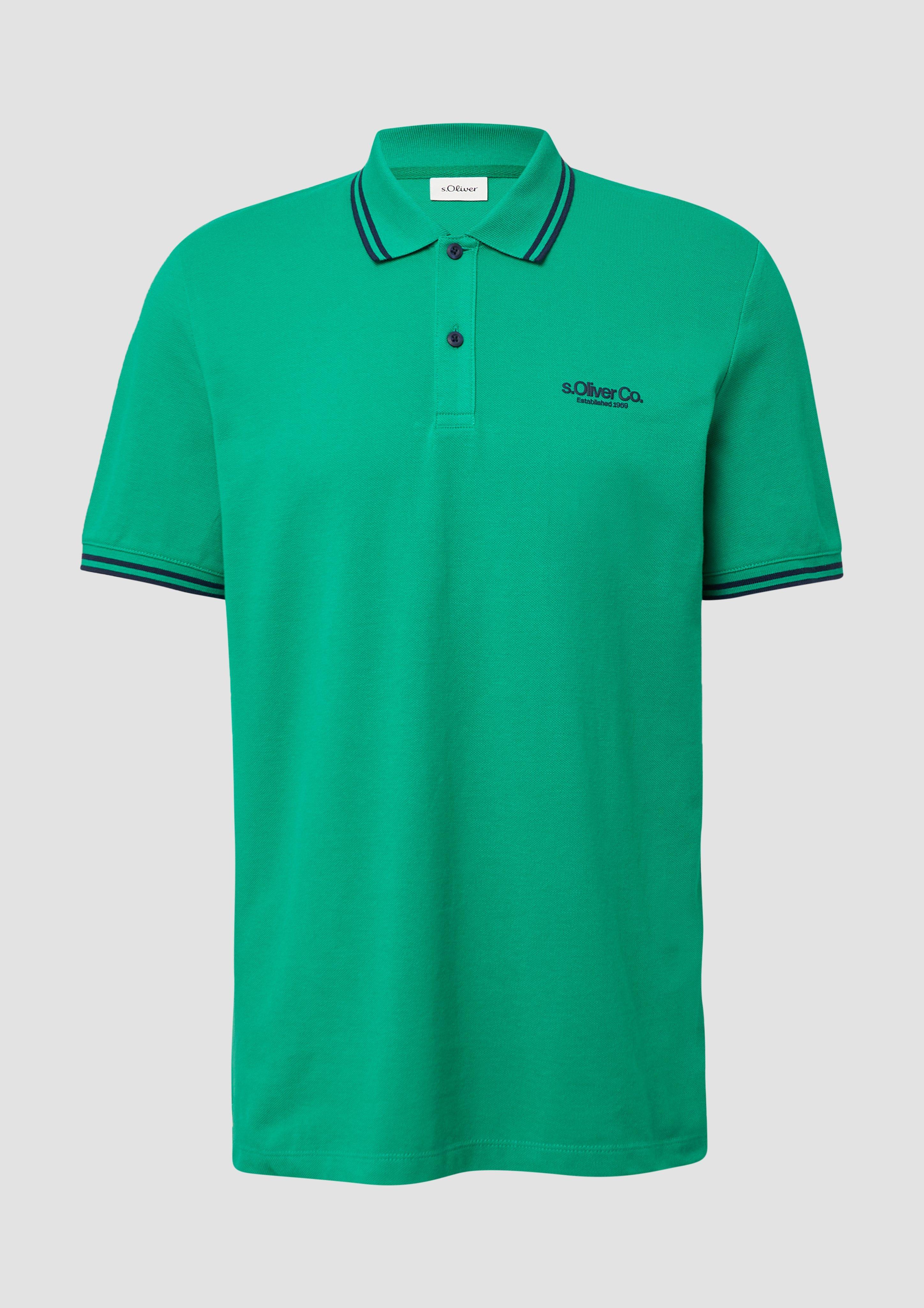 s.Oliver - Piqué-Poloshirt mit Kontrastdetails und Logo, Herren, grün