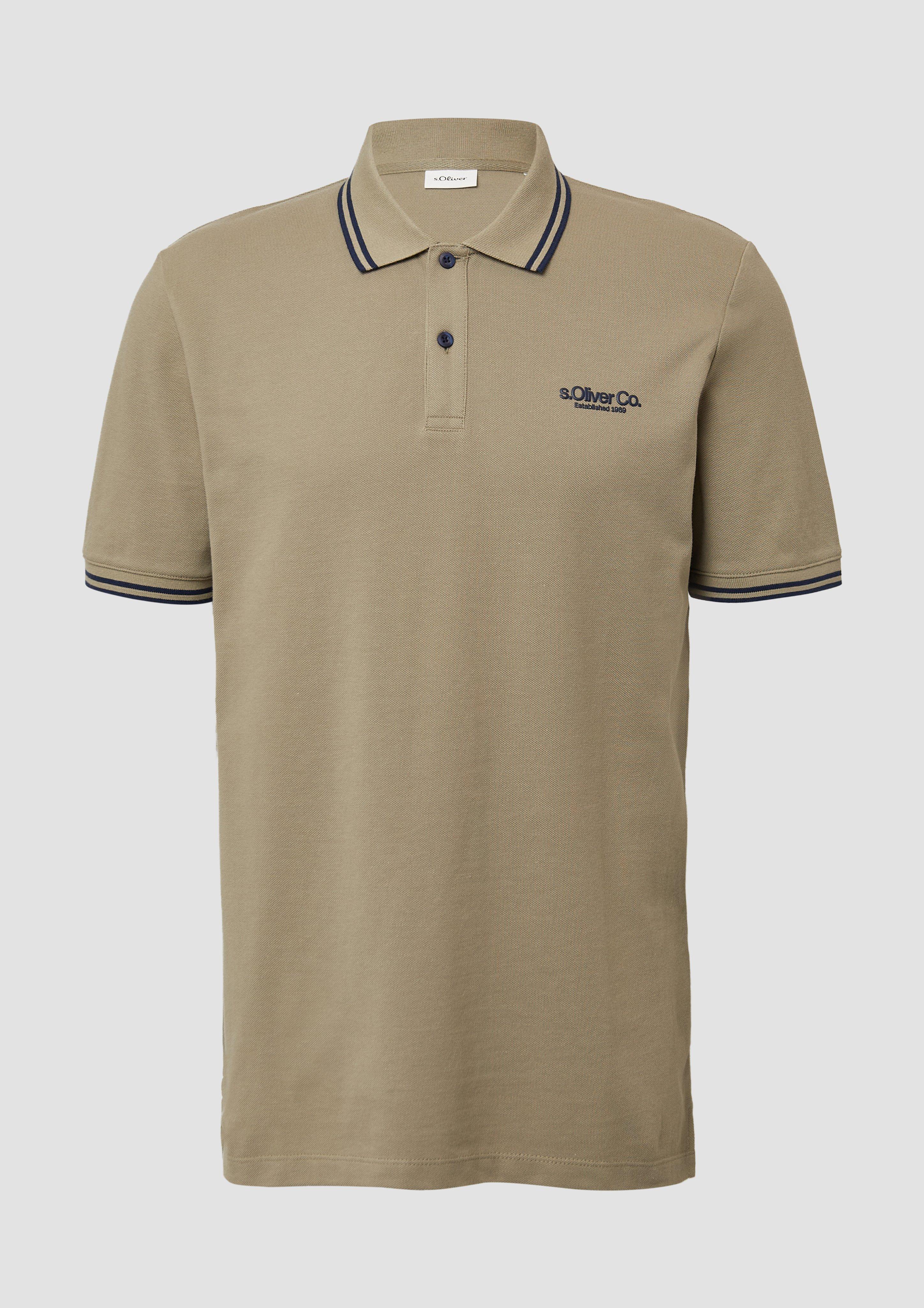 s.Oliver - Piqué-Poloshirt mit Kontrastdetails und Logo, Herren, Grün