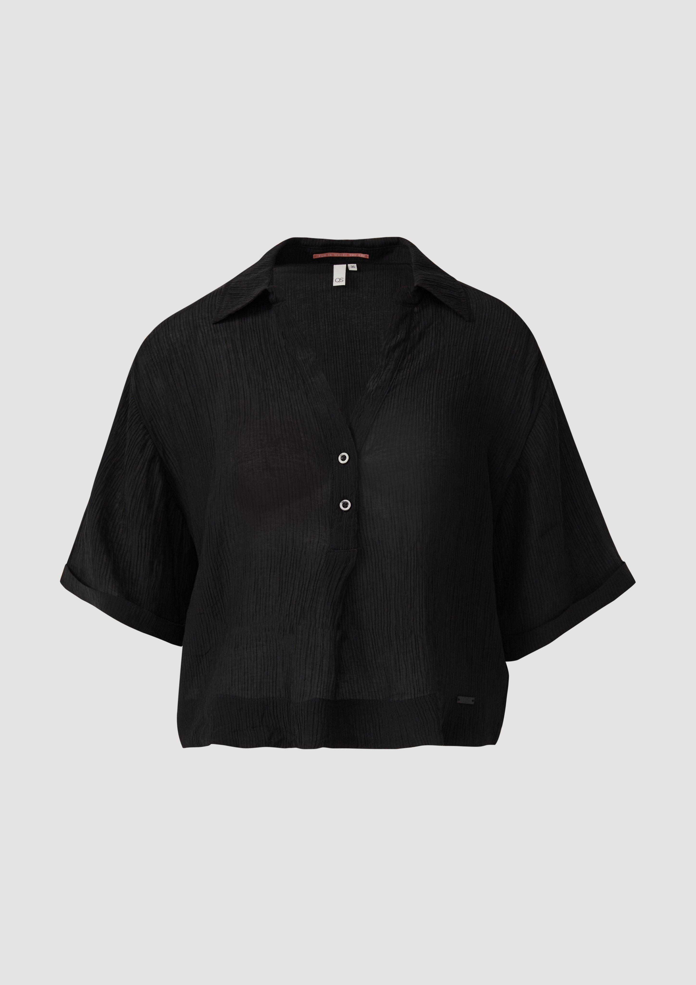 QS - Strukturierte Bluse aus Viskosemix, Damen, schwarz