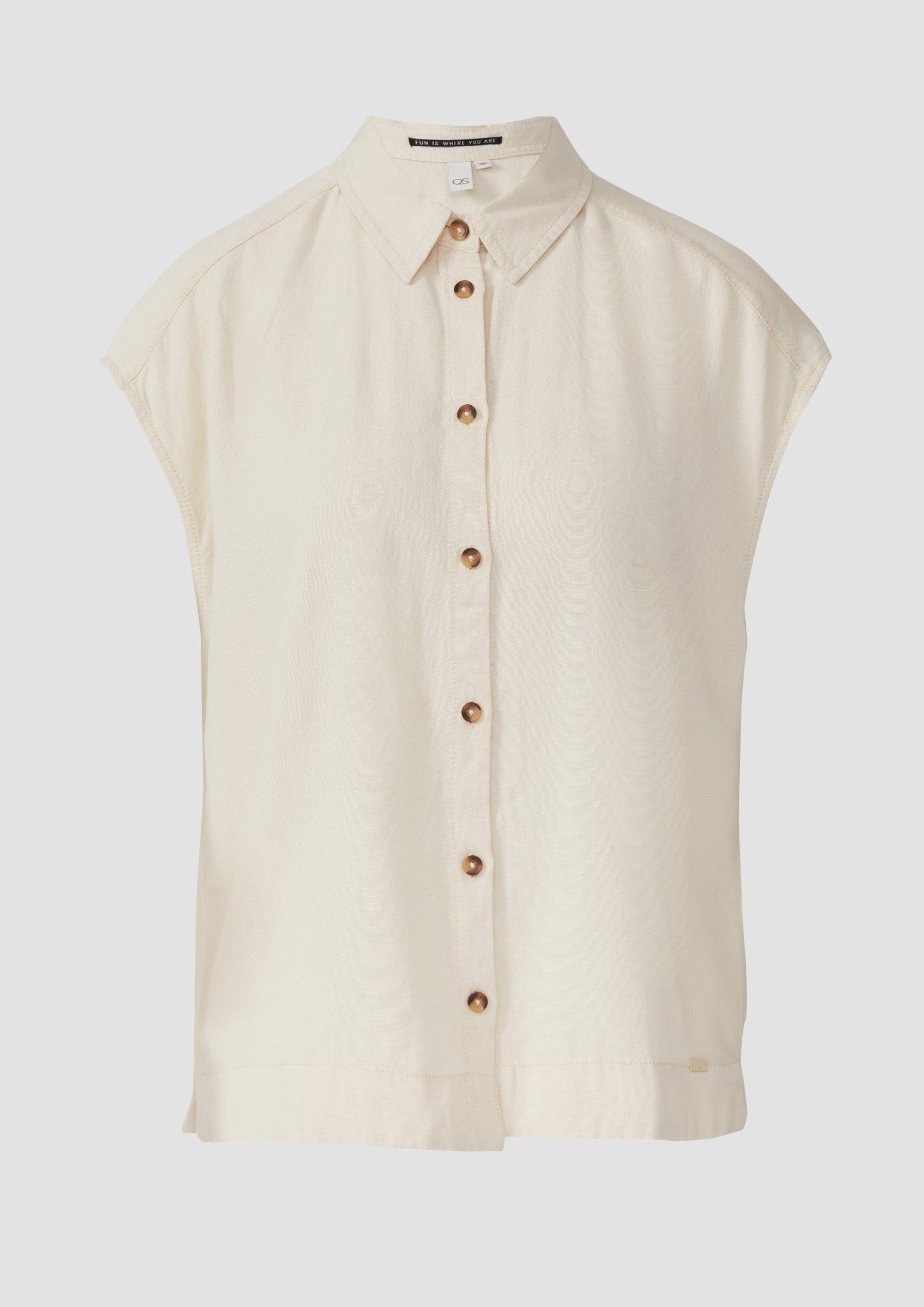 QS - Leinenmix-Bluse, Damen, Beige