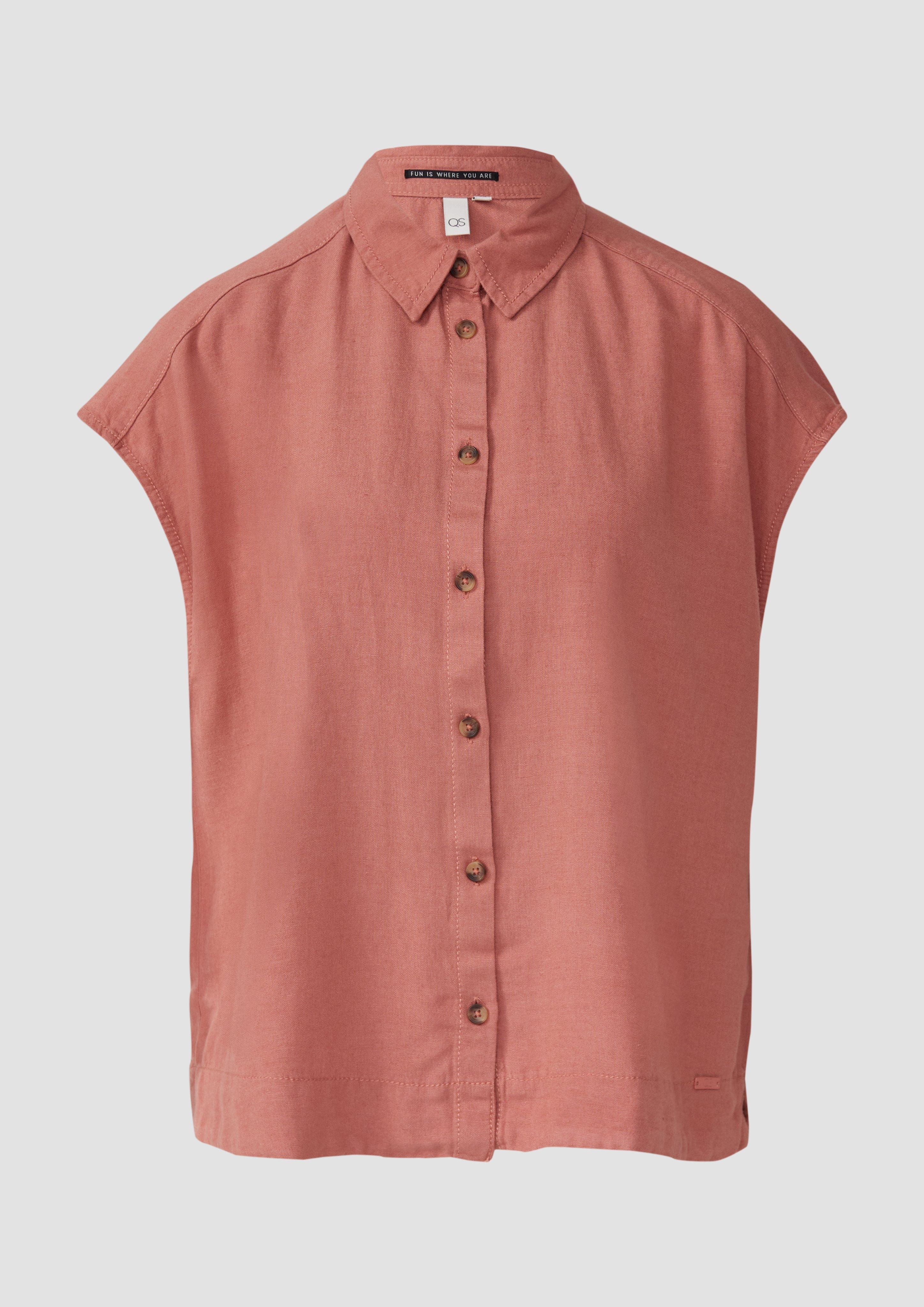QS - Leinenmix-Bluse, Damen, Orange
