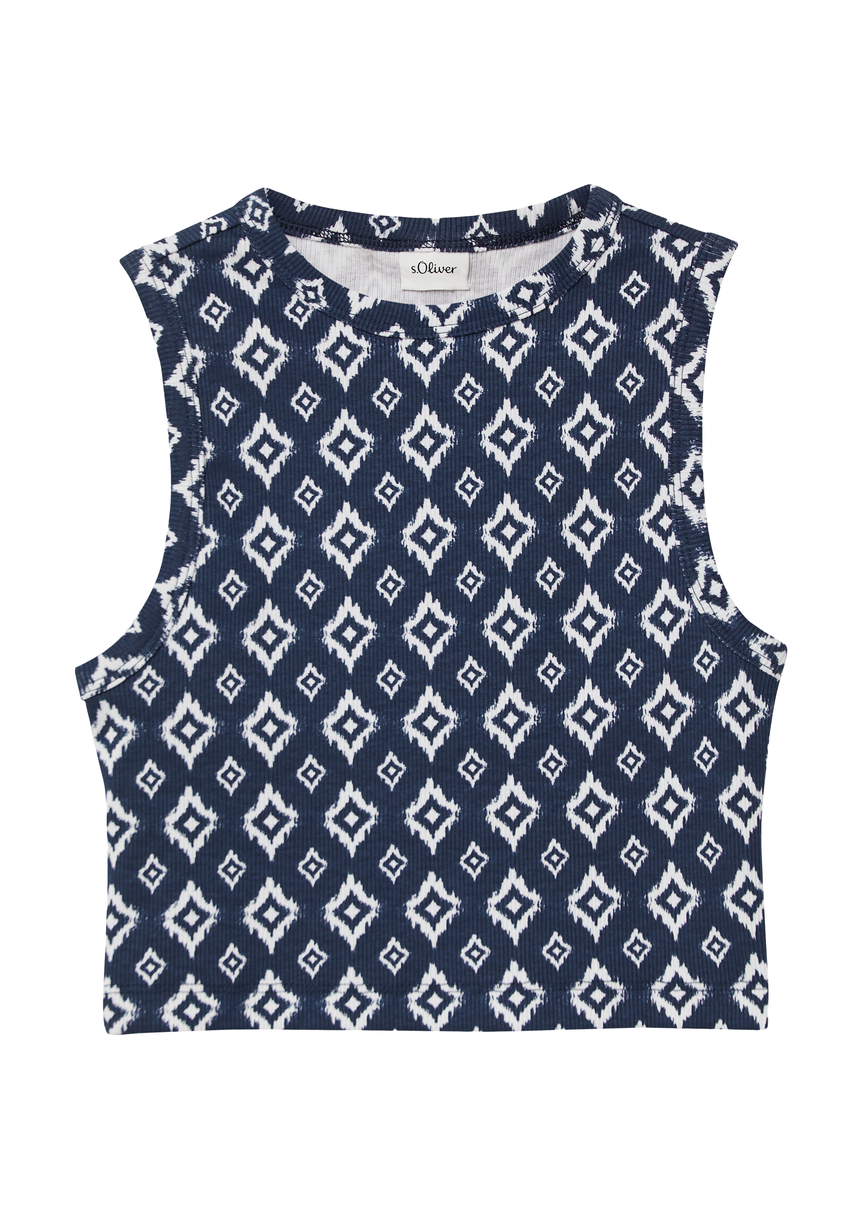 s.Oliver - Verkürztes Tanktop aus Rippware im Slim Fit, Mädchen, blau
