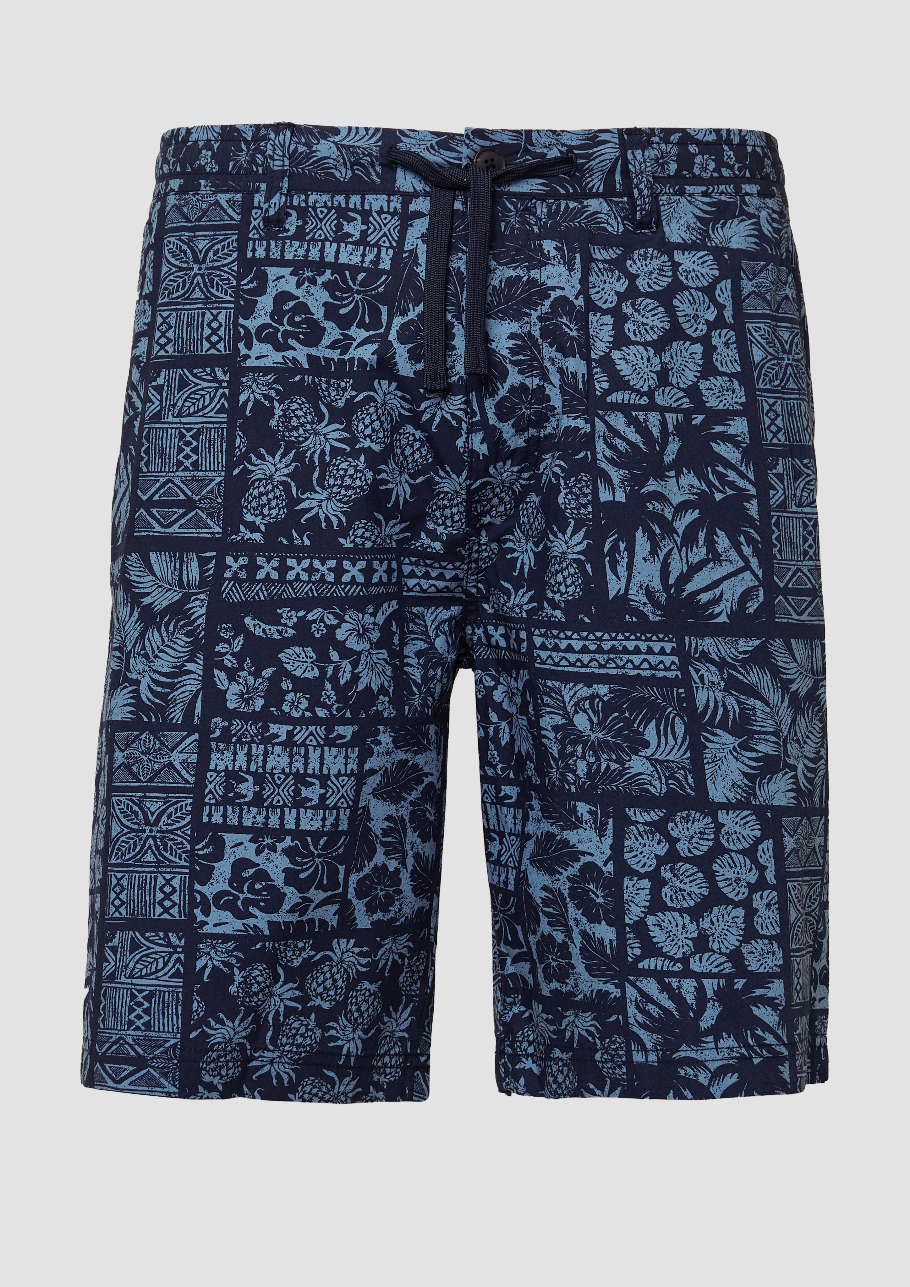 s.Oliver - Detroit: Bermuda im Relaxed Fit und All-over-Print, Herren, blau