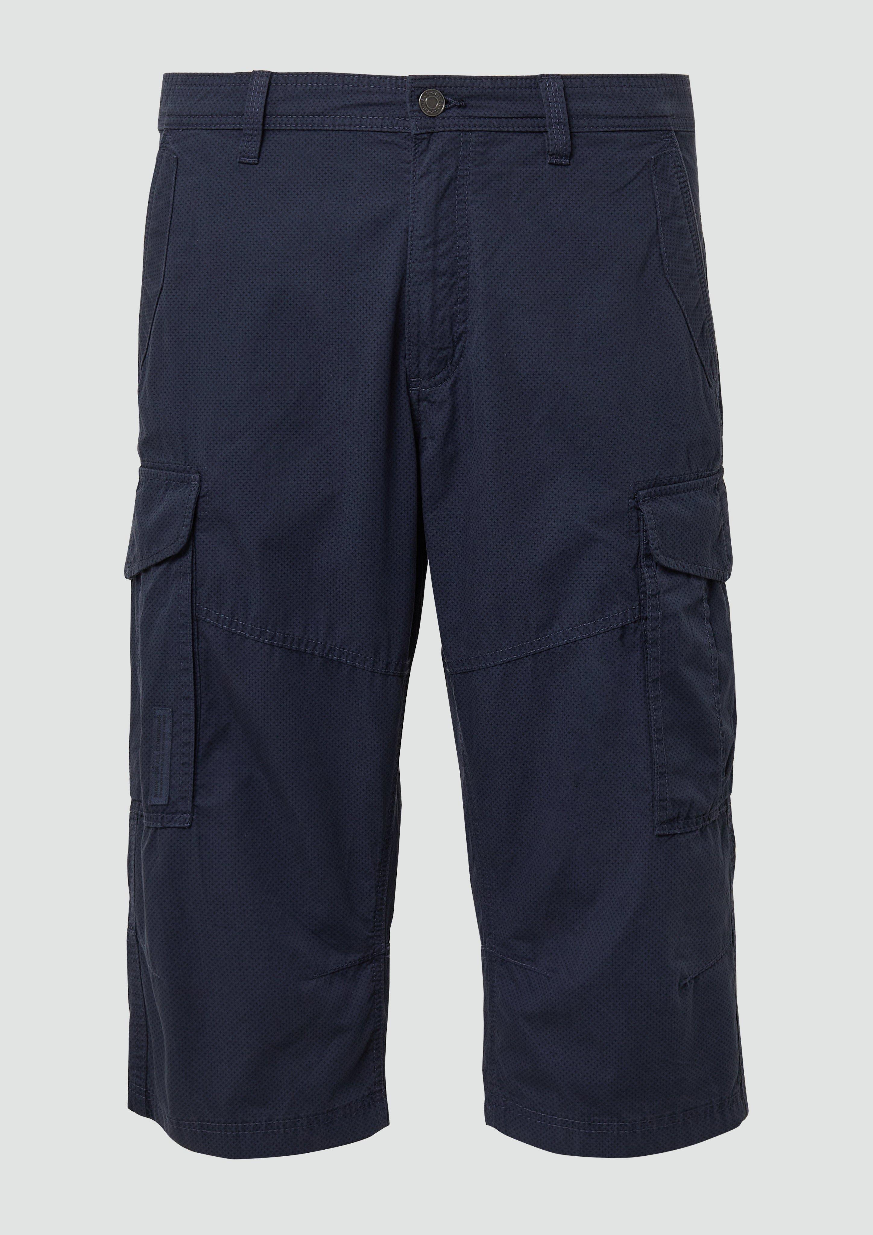 s.Oliver - File: Gemusterte Cargo-Bermuda aus Baumwollmix im Relaxed Fit, Herren, blau
