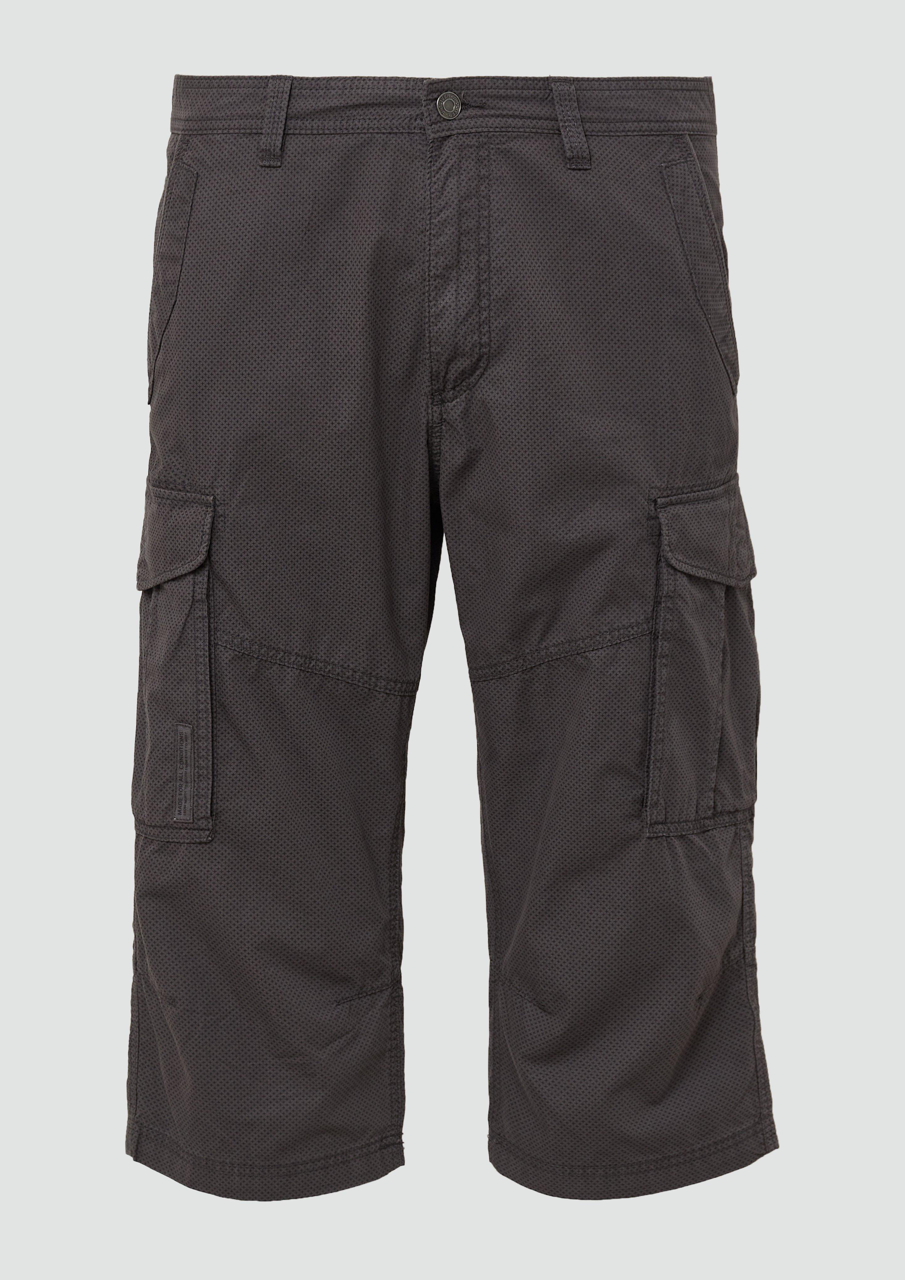 s.Oliver - File: Gemusterte Cargo-Bermuda aus Baumwollmix im Relaxed Fit, Herren, grau