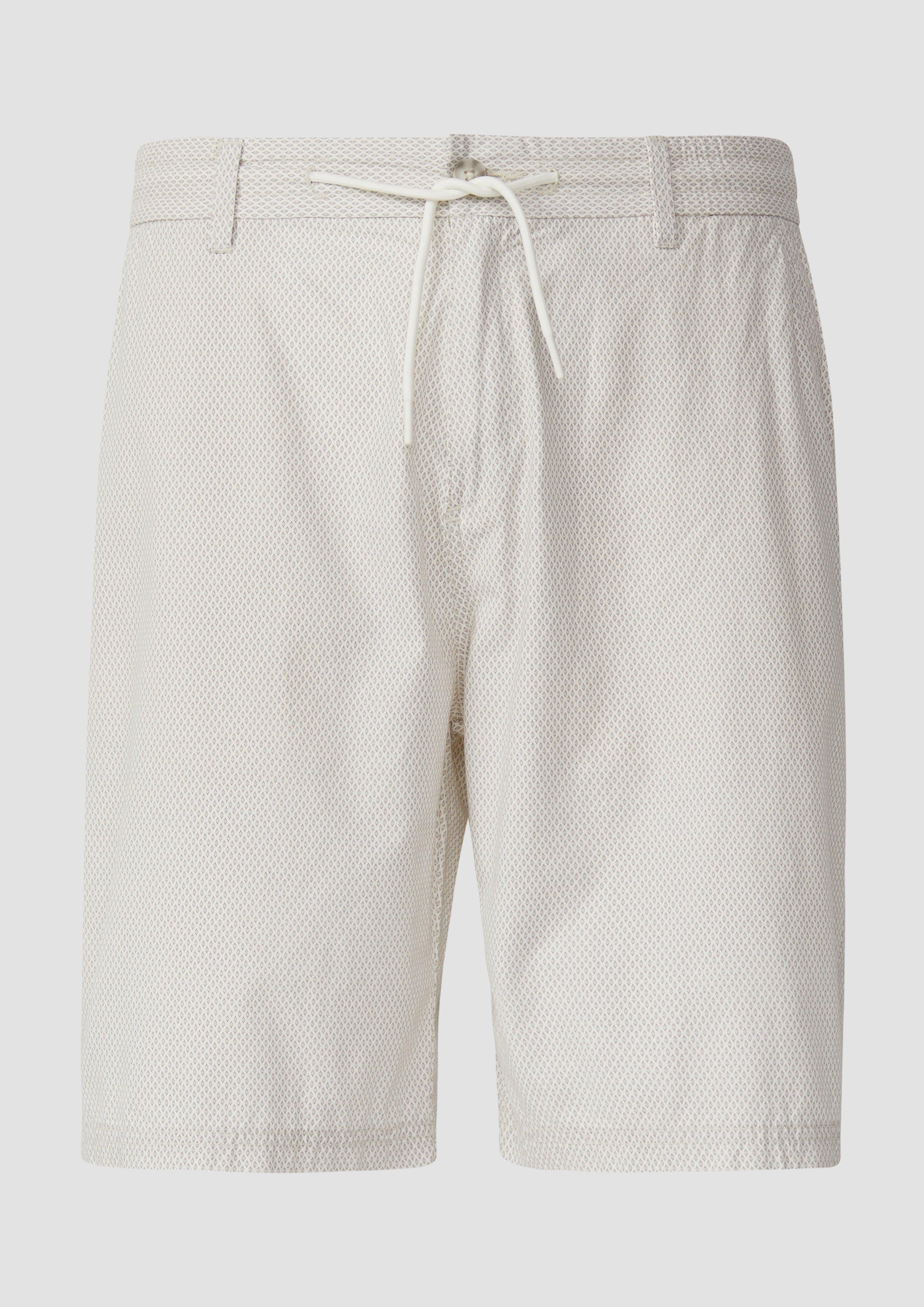 s.Oliver - Relaxed-Fit-Bermuda mit Minimalmuster und Elastikbund, Herren, creme