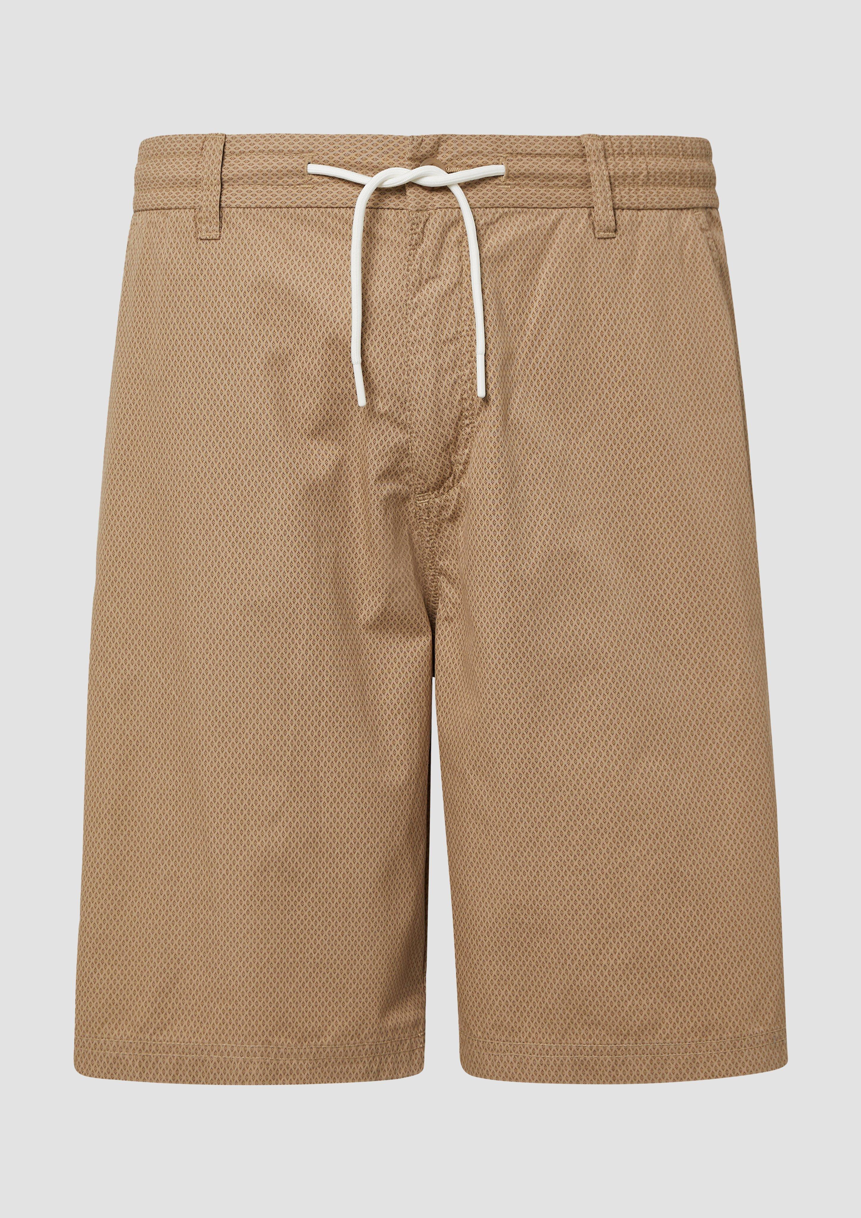 s.Oliver - Relaxed-Fit-Bermuda mit Minimalmuster und Elastikbund, Herren, braun