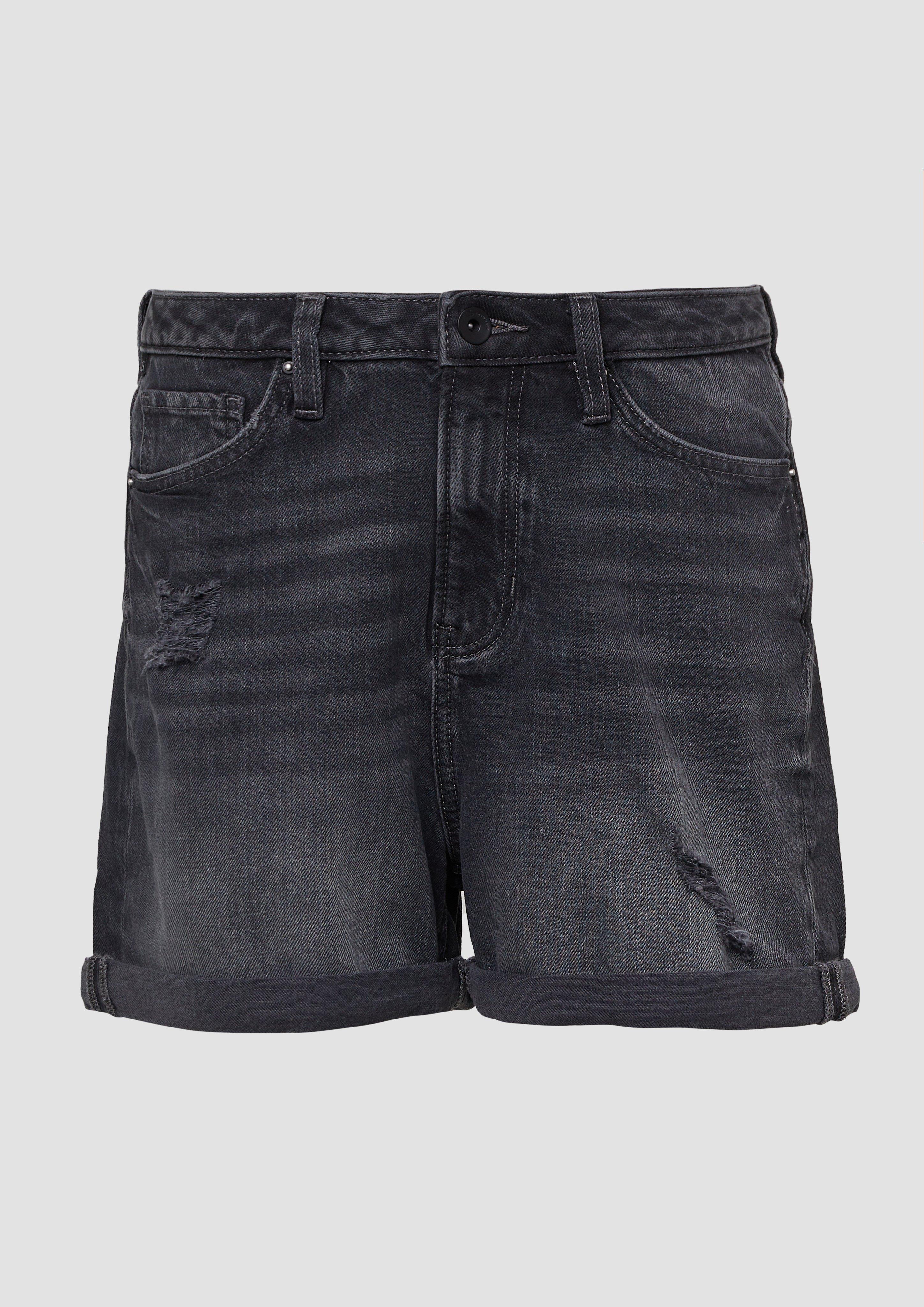 QS - Jeans Mom / Relaxed Fit / High Rise, Damen, schwarz