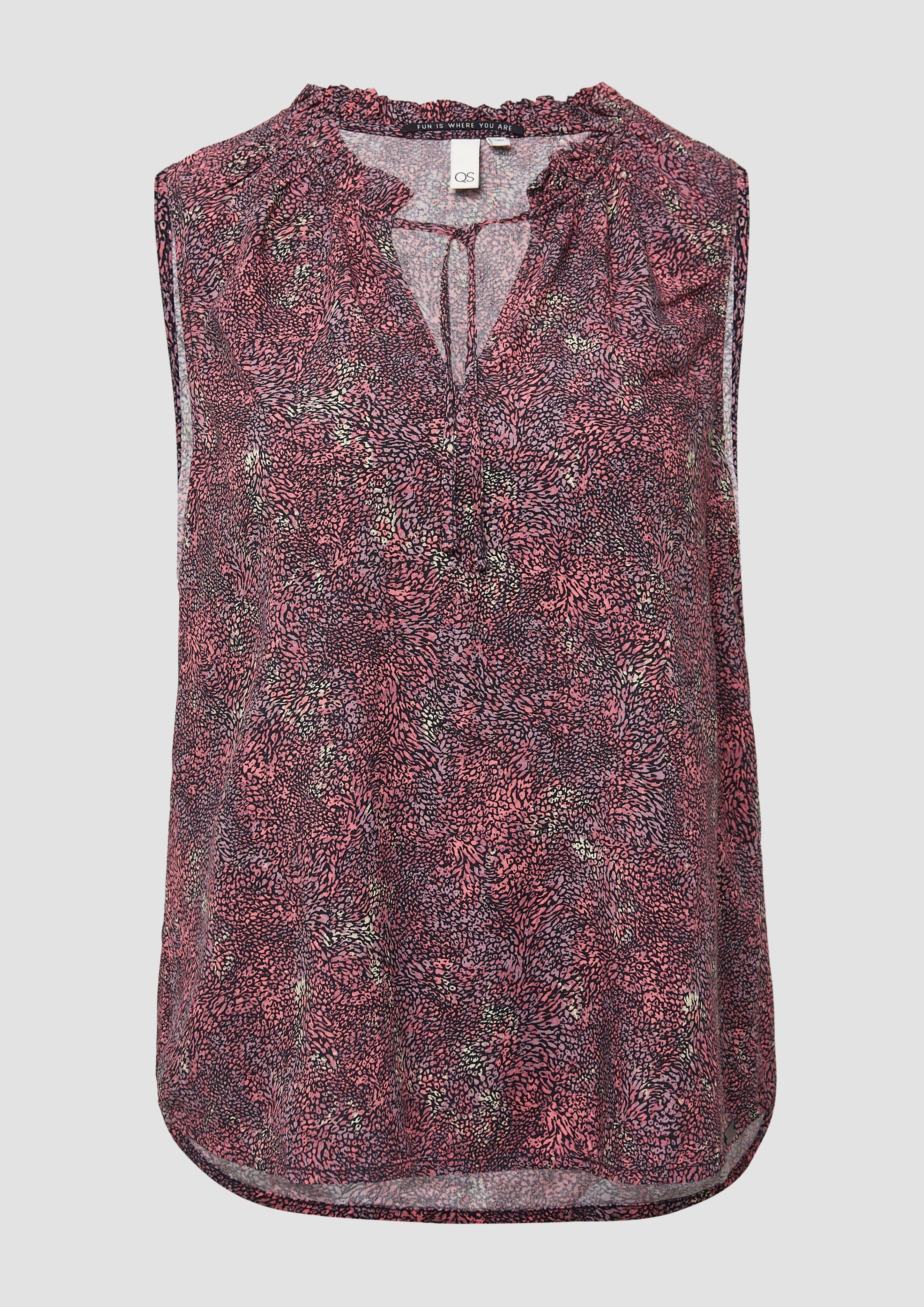 QS - Blusentop aus Viskose, Damen, mehrfarbig|pink