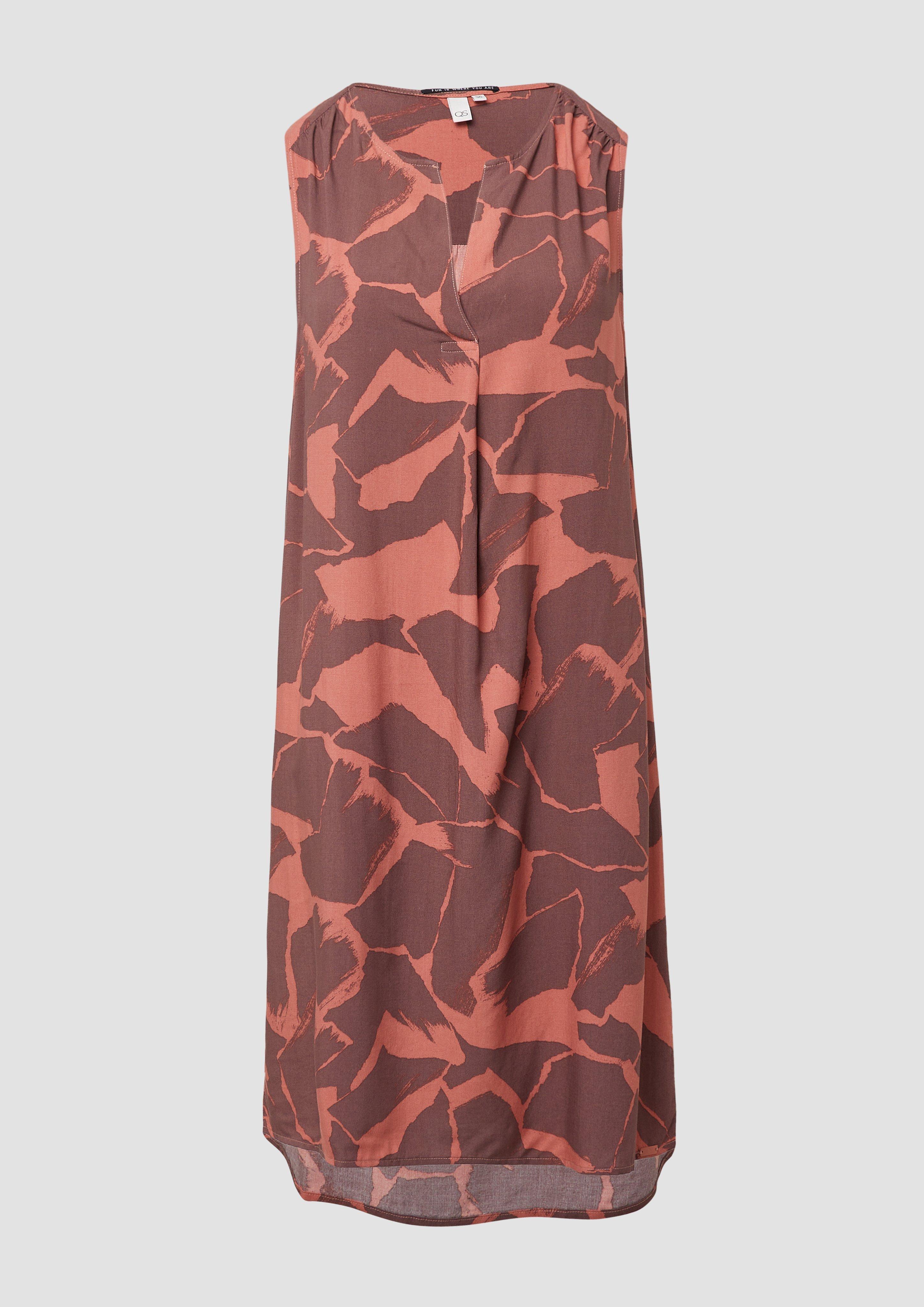 QS - Knielanges Viskosekleid, Damen, orange|rot