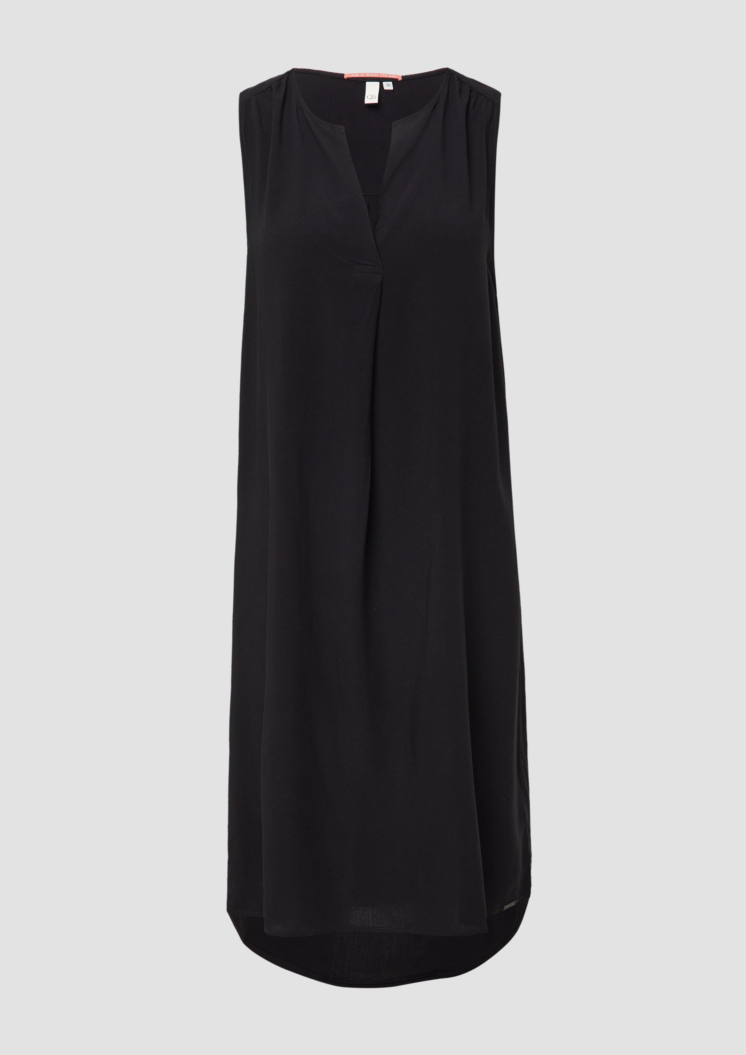 QS - Knielanges Viskosekleid, Damen, schwarz