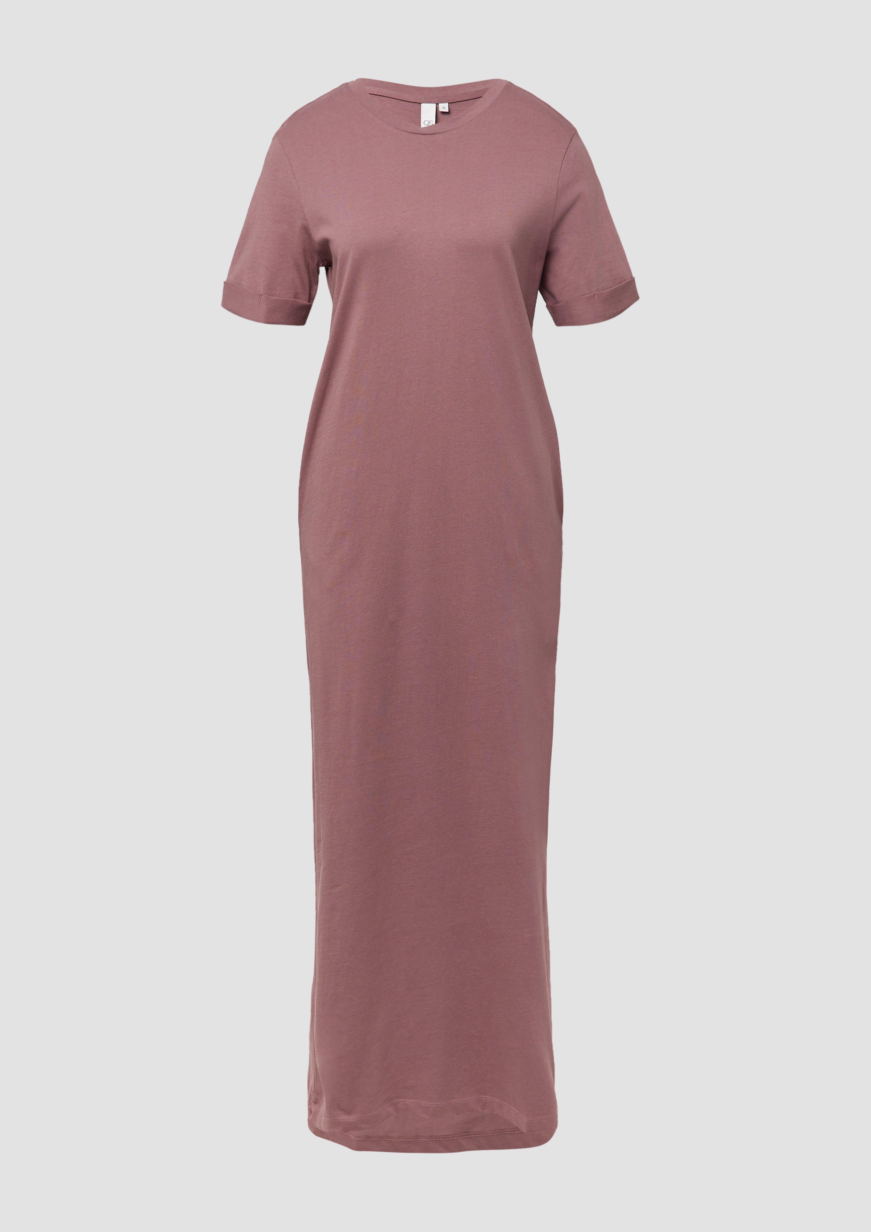 QS - Langes Jerseykleid aus Baumwolle, Damen, Rosa