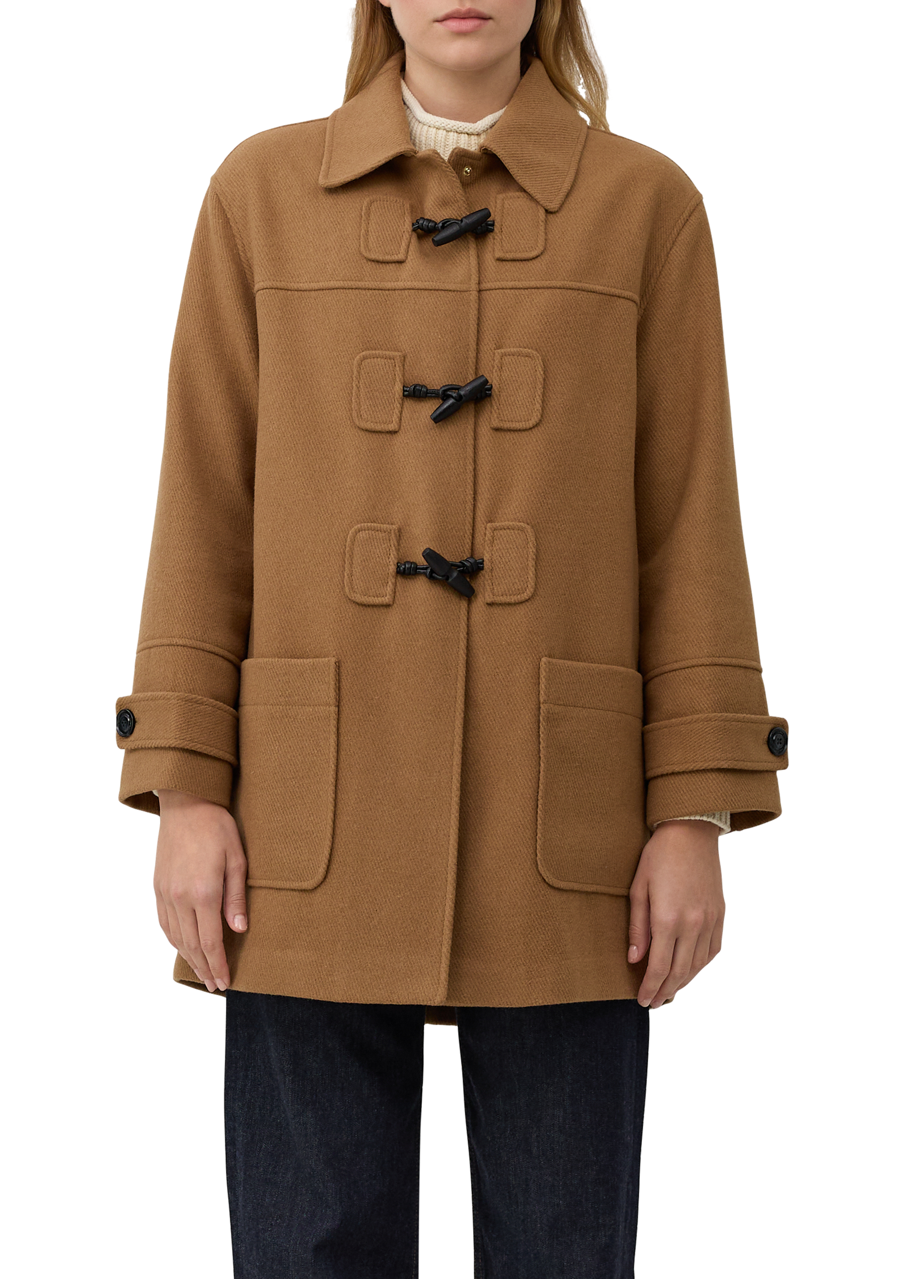 s.Oliver Relaxed fit duffle coat in a wool blend - Sandstone