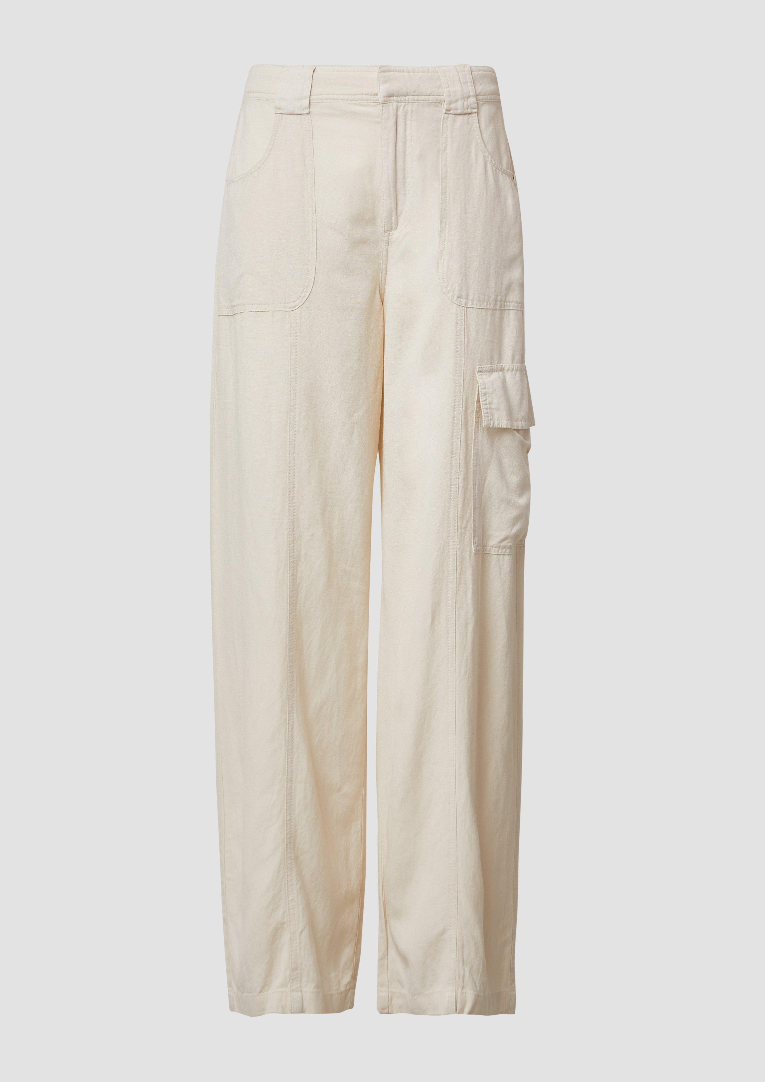 QS - Cargo-Hose aus Leinenmix | QS x Sarah & Tini, Damen, Beige
