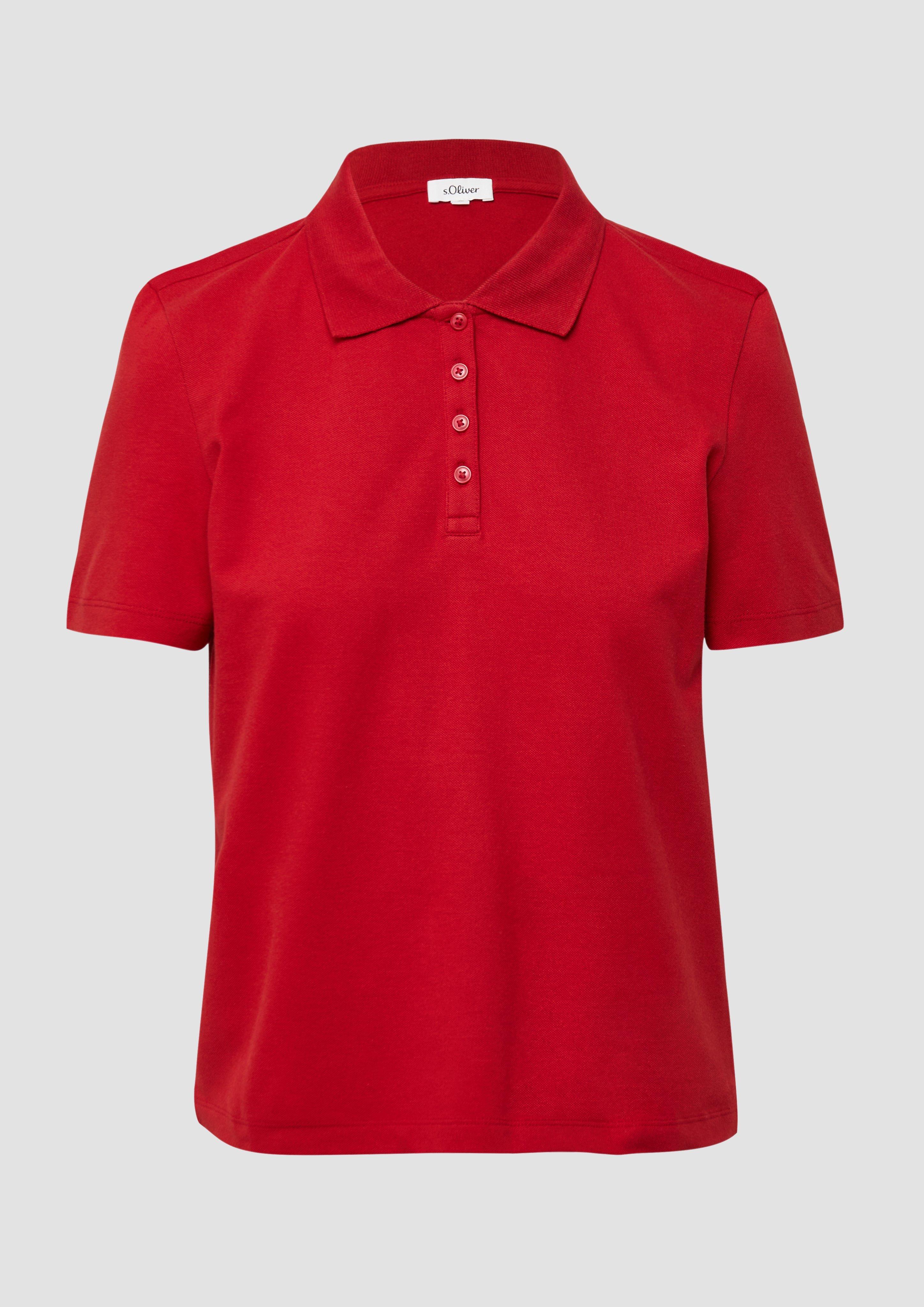 s.Oliver - Verkürztes Poloshirt aus Baumwollpiqué, Damen, rot