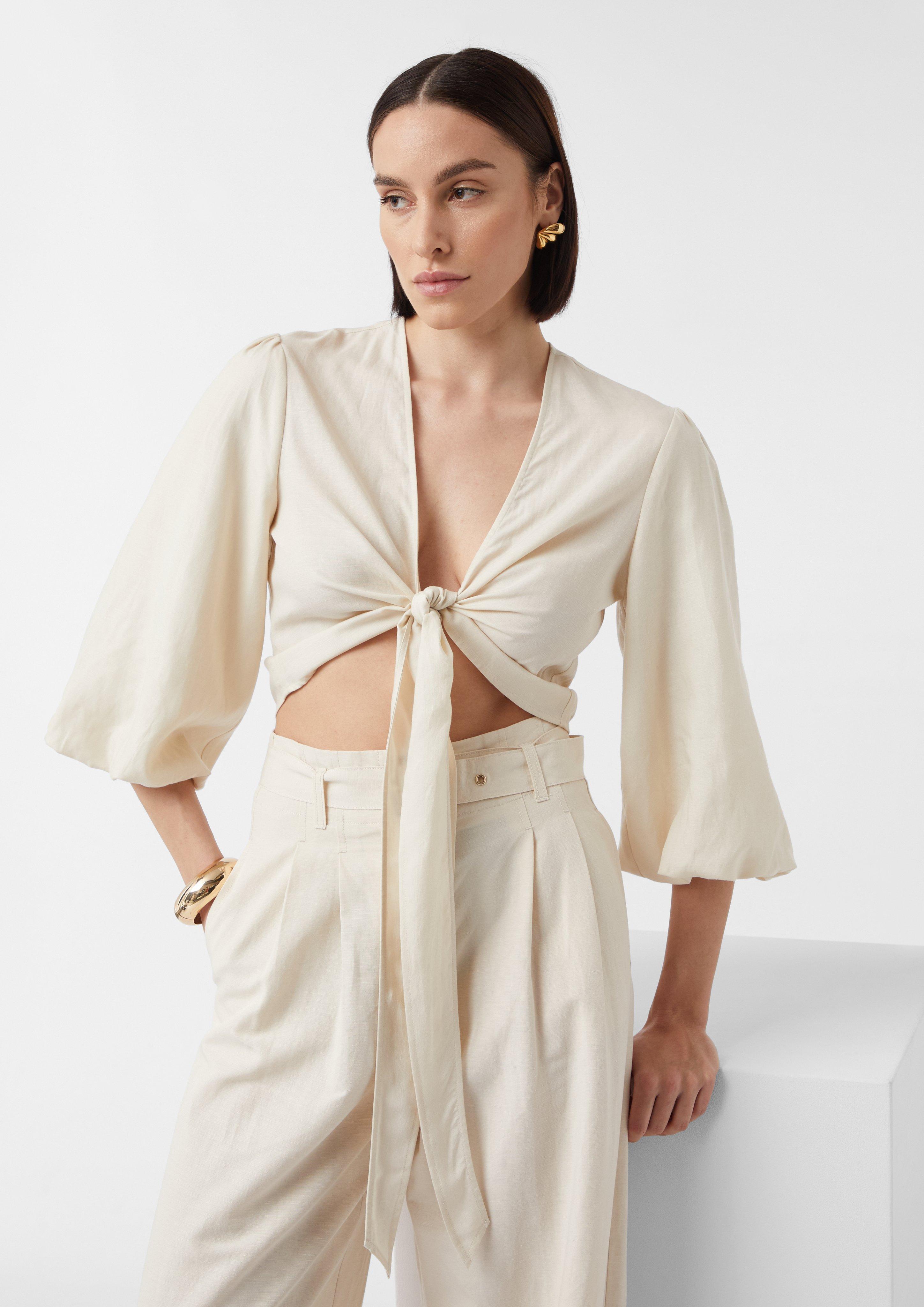 ollun tamago sheer blouse BEIGE きりまる sheer ruffle blouse ｜BEIGE