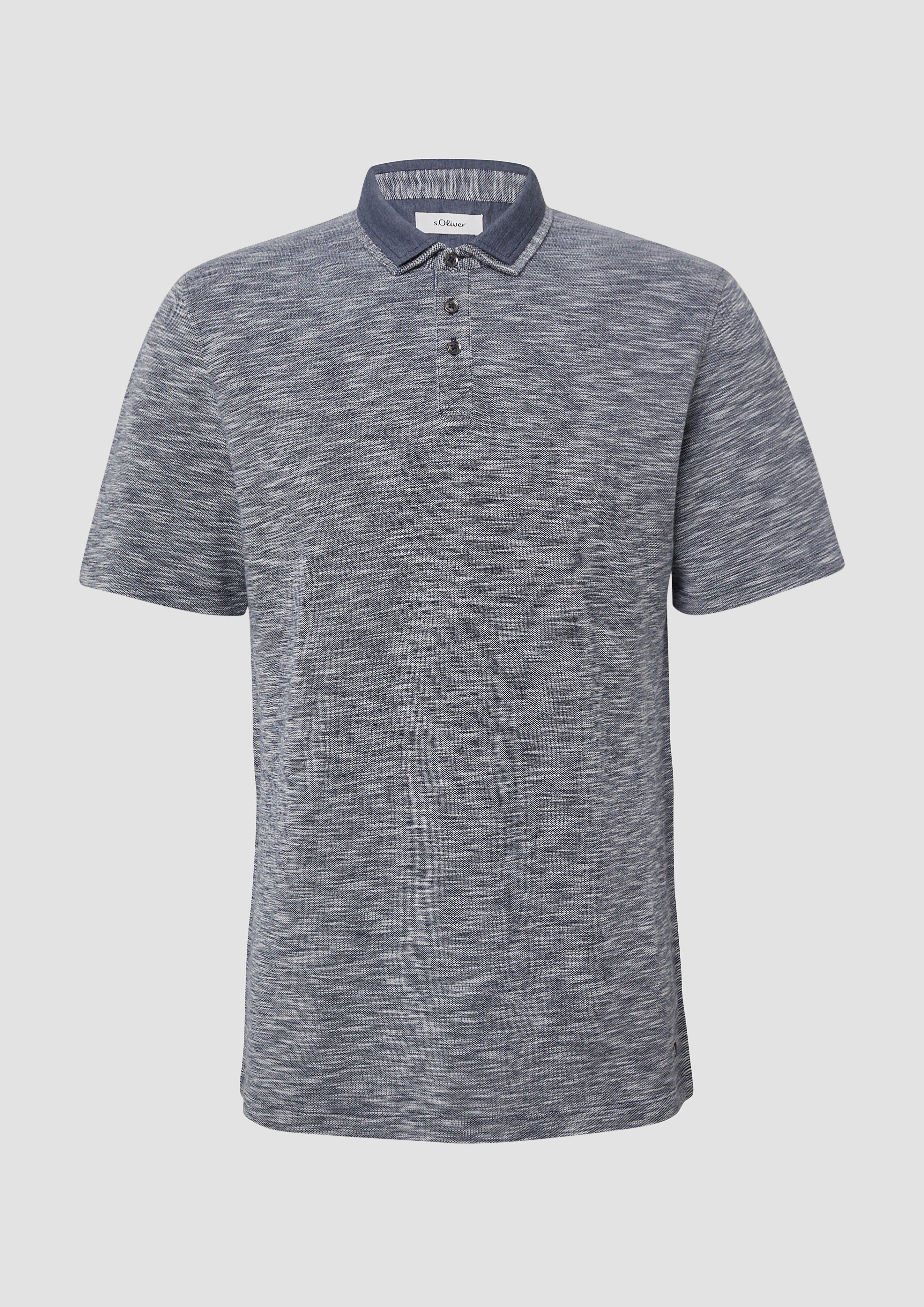 s.Oliver - Flammgarn-Poloshirt mit Doppelkragen, Herren, blau