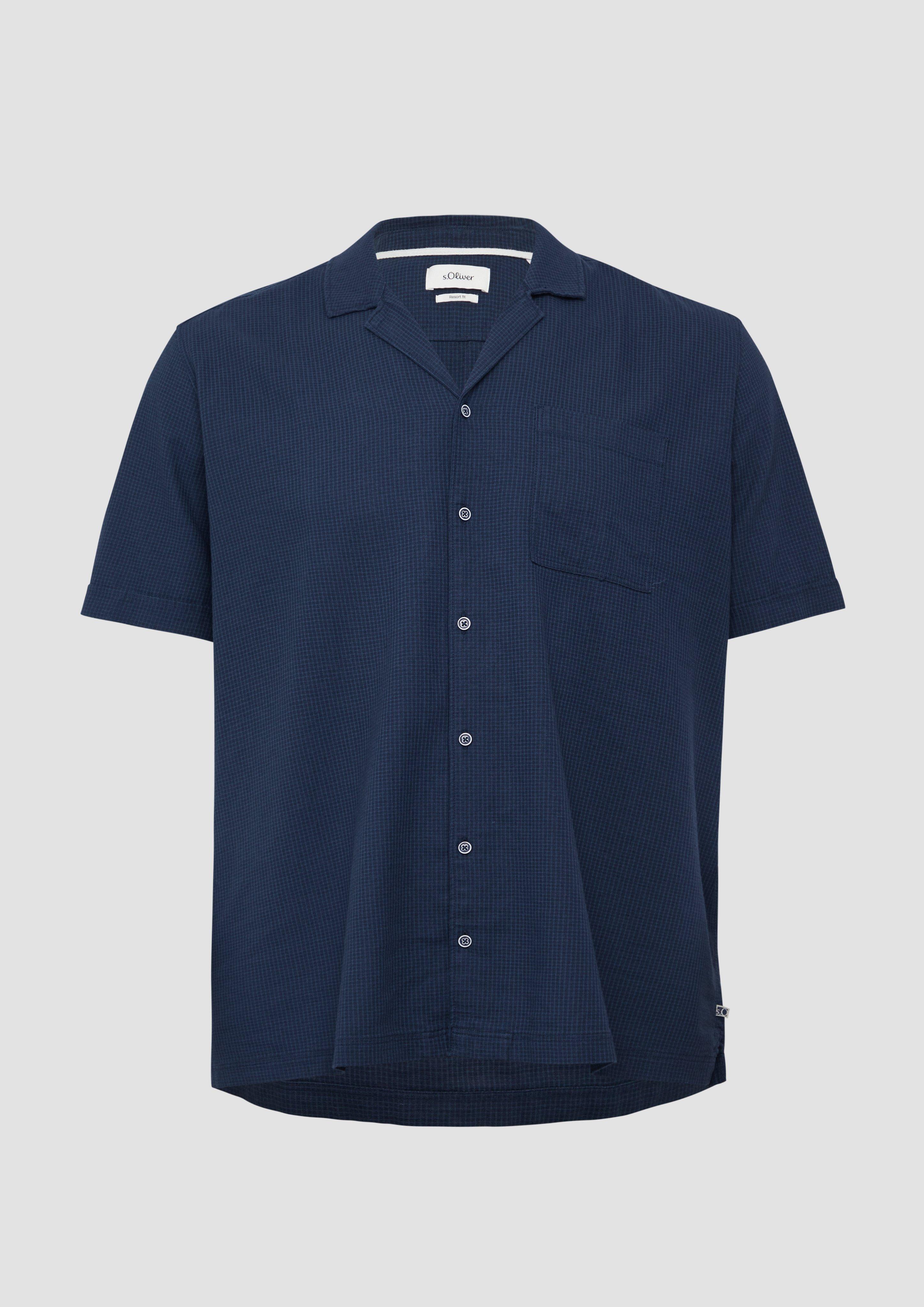 s.Oliver - Resort Fit: Strukturiertes Kurzarmhemd aus Leinenmix, Herren, blau