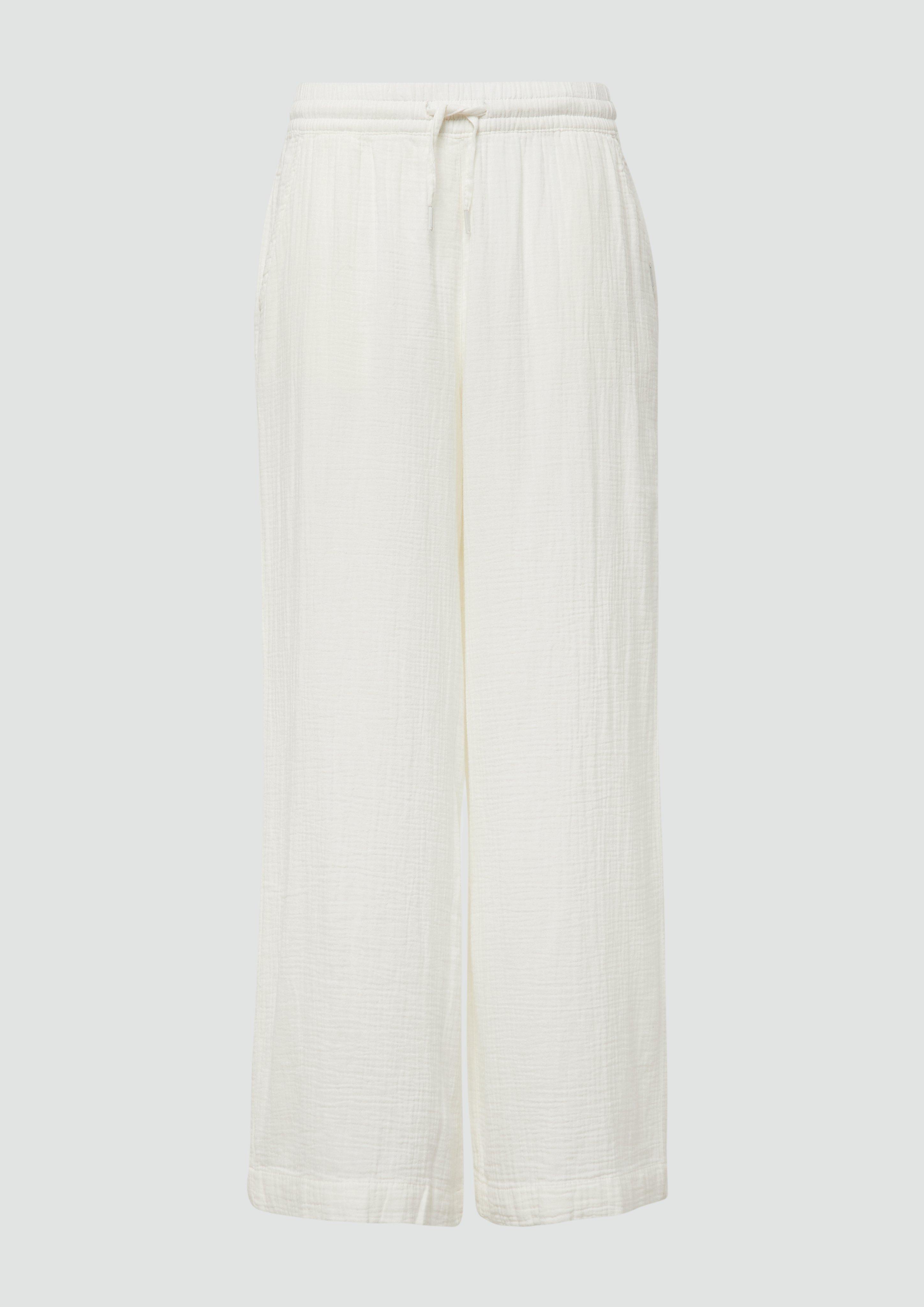 QS - Musselin-Hose mit weitem Bein, Damen, creme