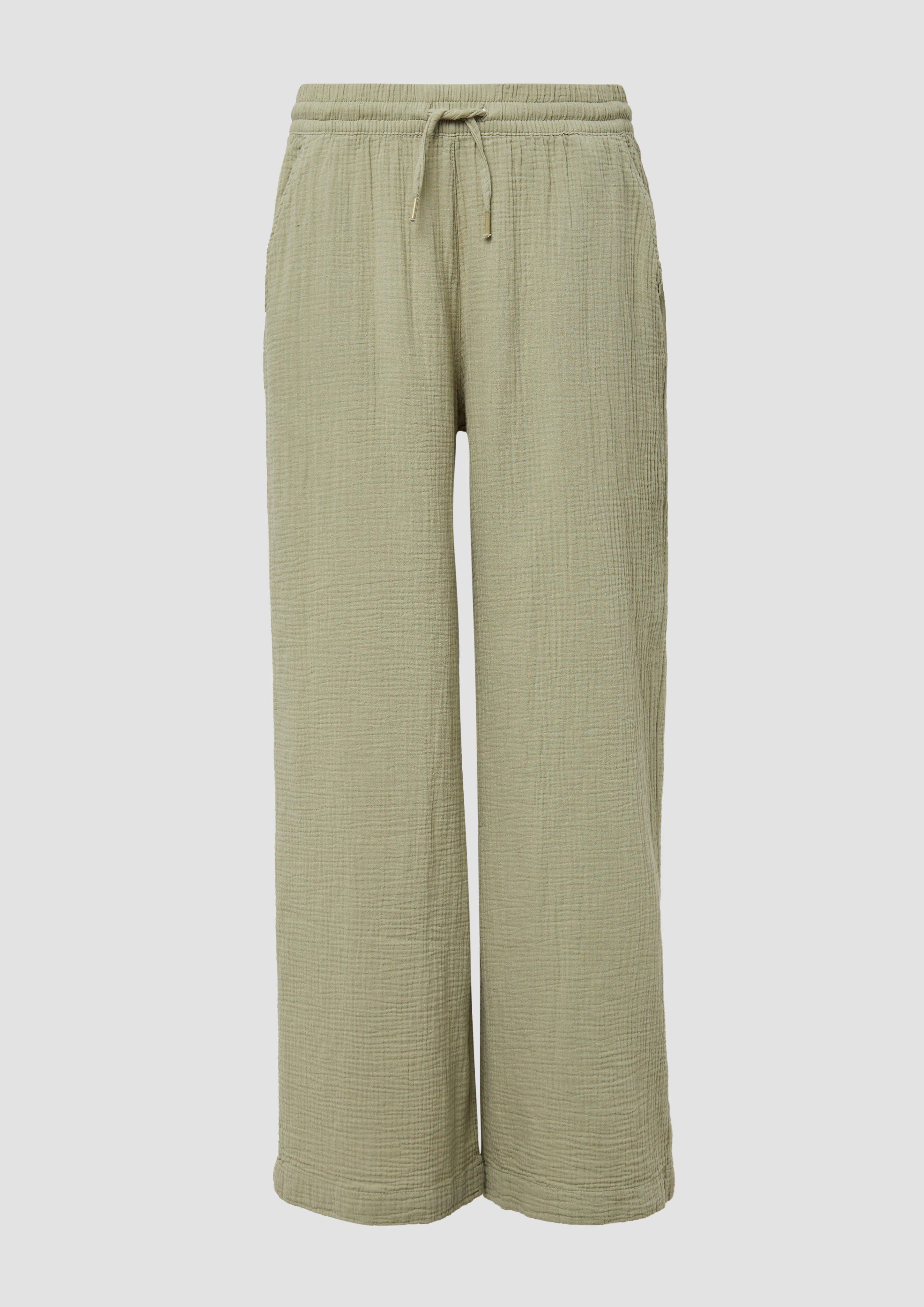 QS - Musselin-Hose mit weitem Bein, Damen, grün