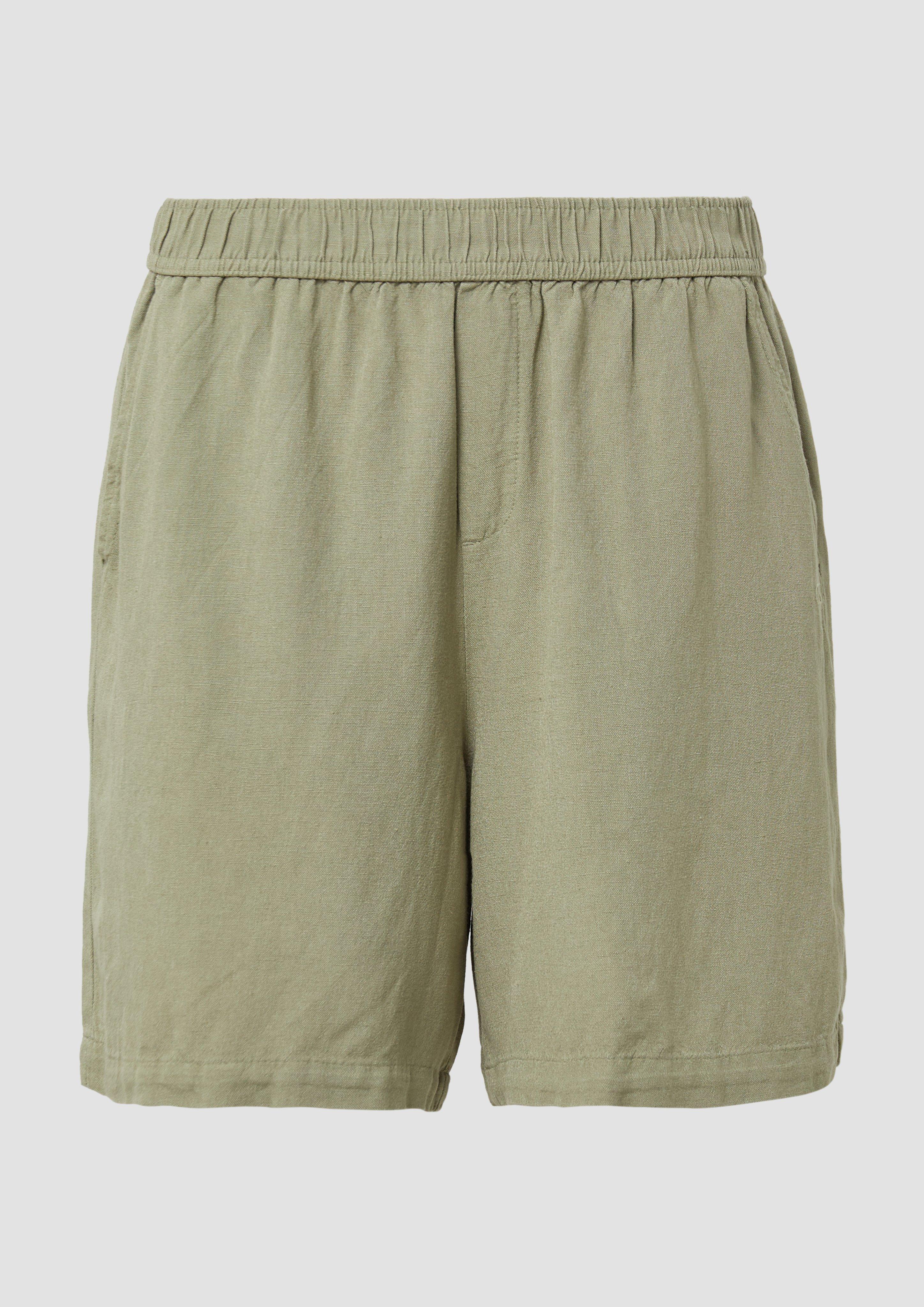 QS - Leinenmix-Shorts mit Elastikbund, Damen, Grün