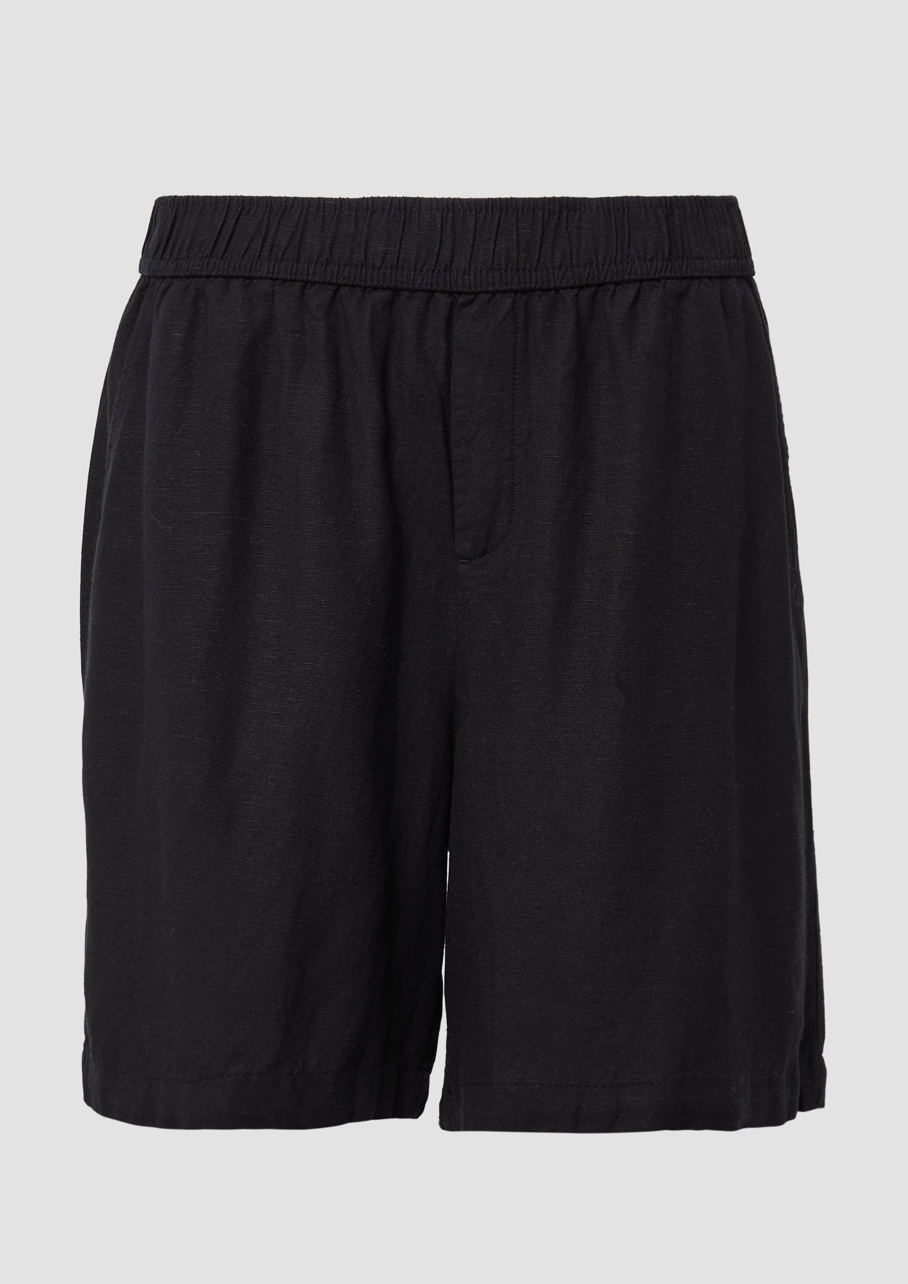 QS - Leinenmix-Shorts mit Elastikbund, Damen, schwarz