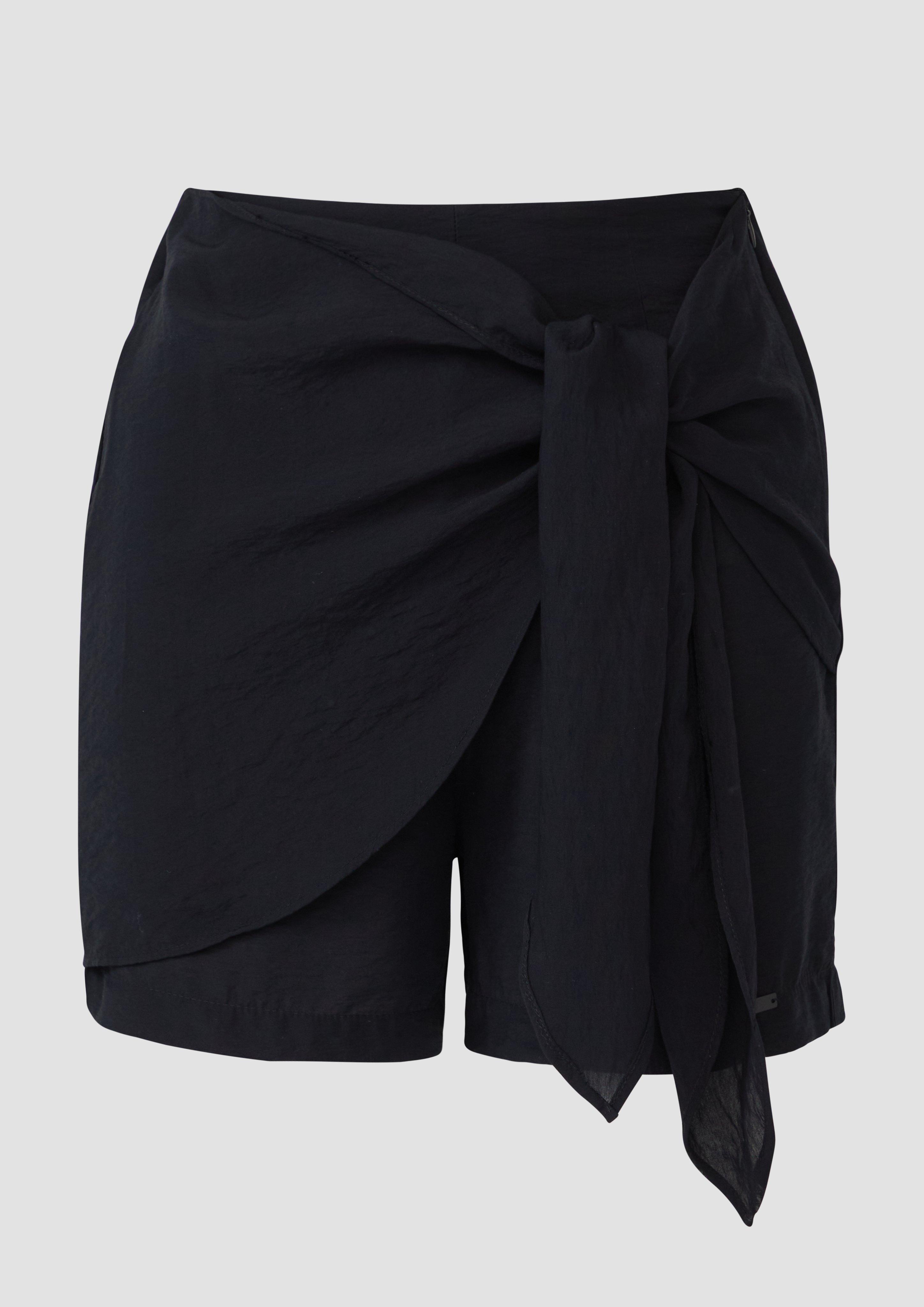 QS - Skort in leicht glänzender Optik, Damen, schwarz