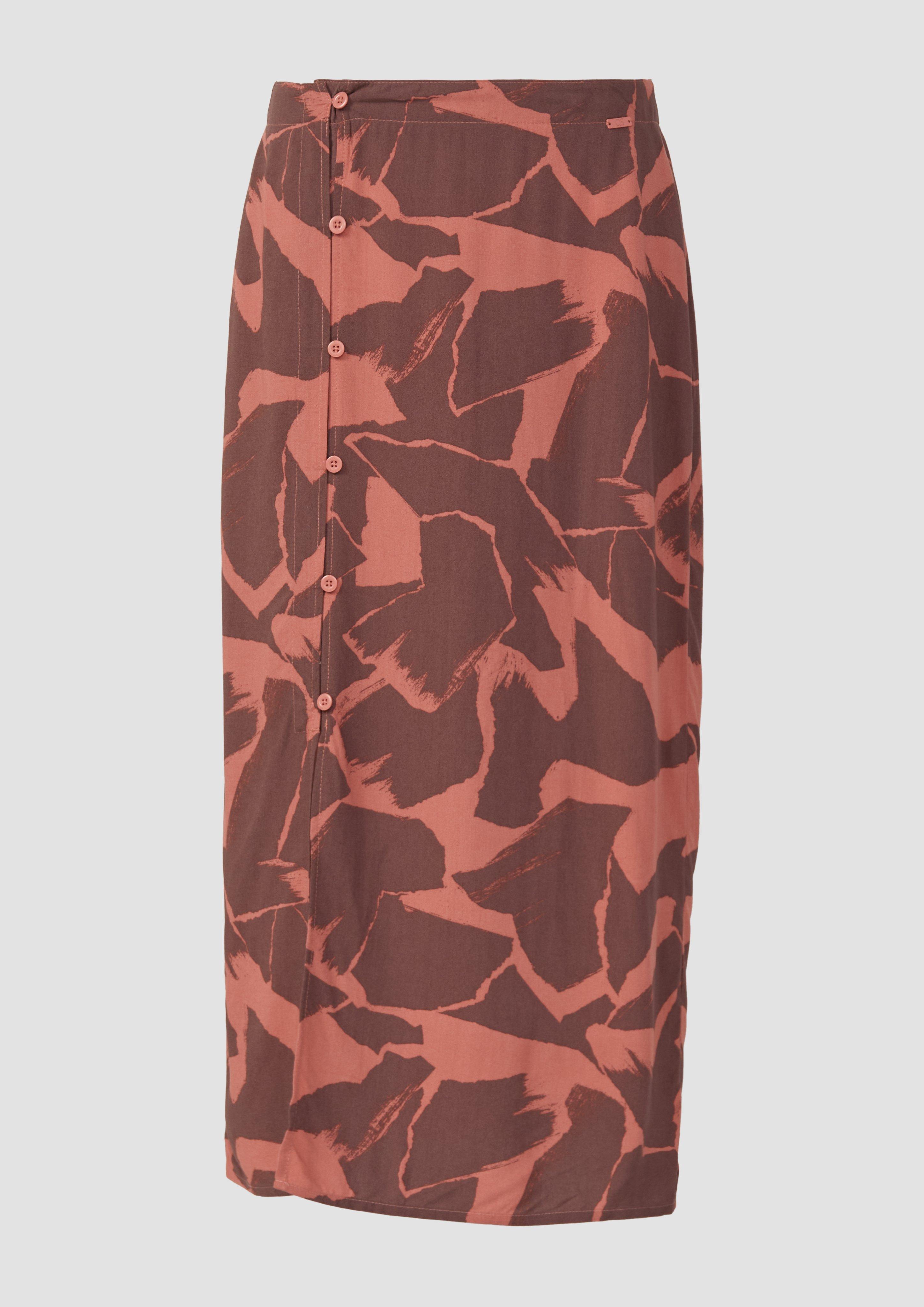 QS - Midi-Rock aus Viskose, Damen, Orange