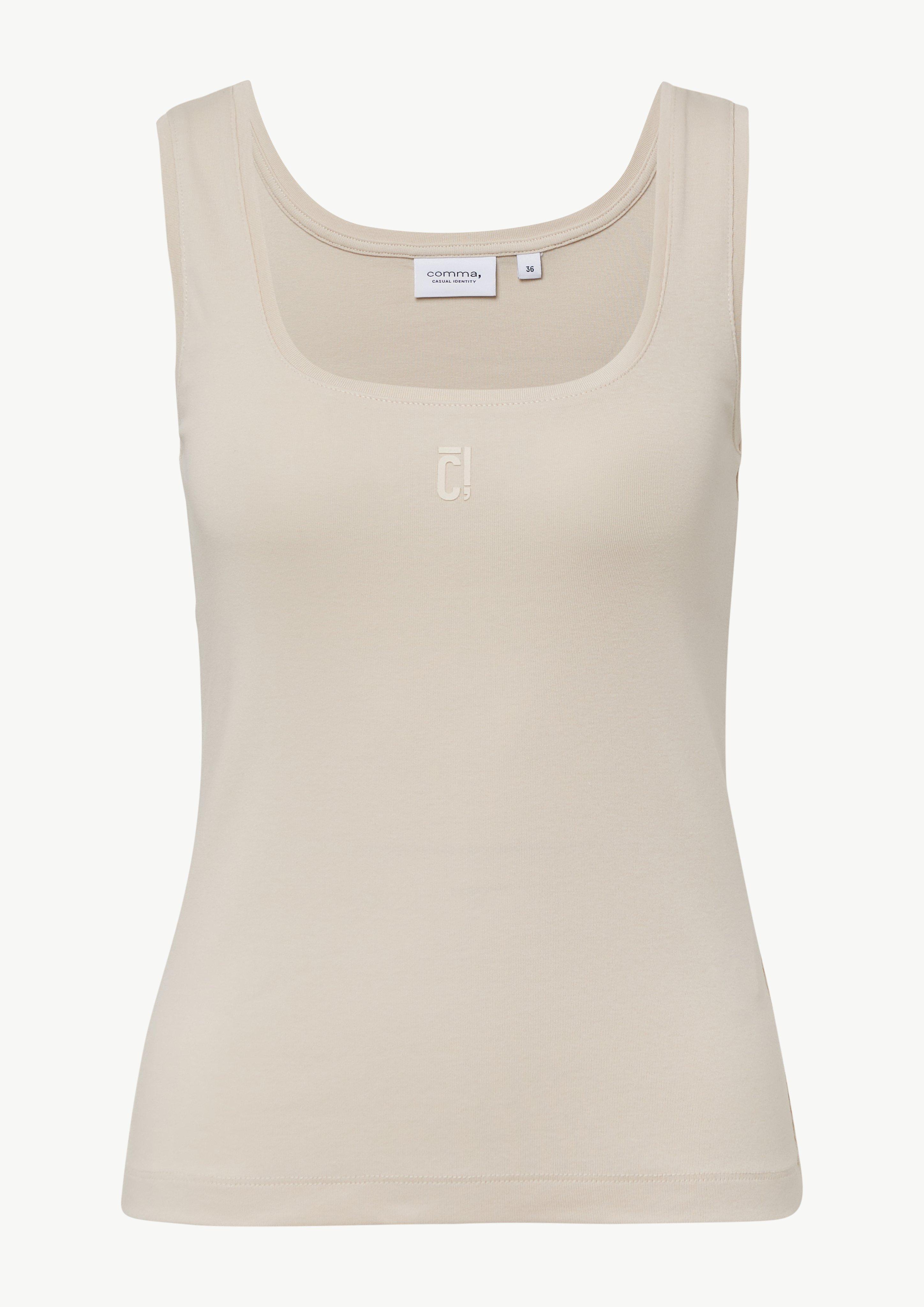 Slim fit top with square neckline - Beige | SCAYLE