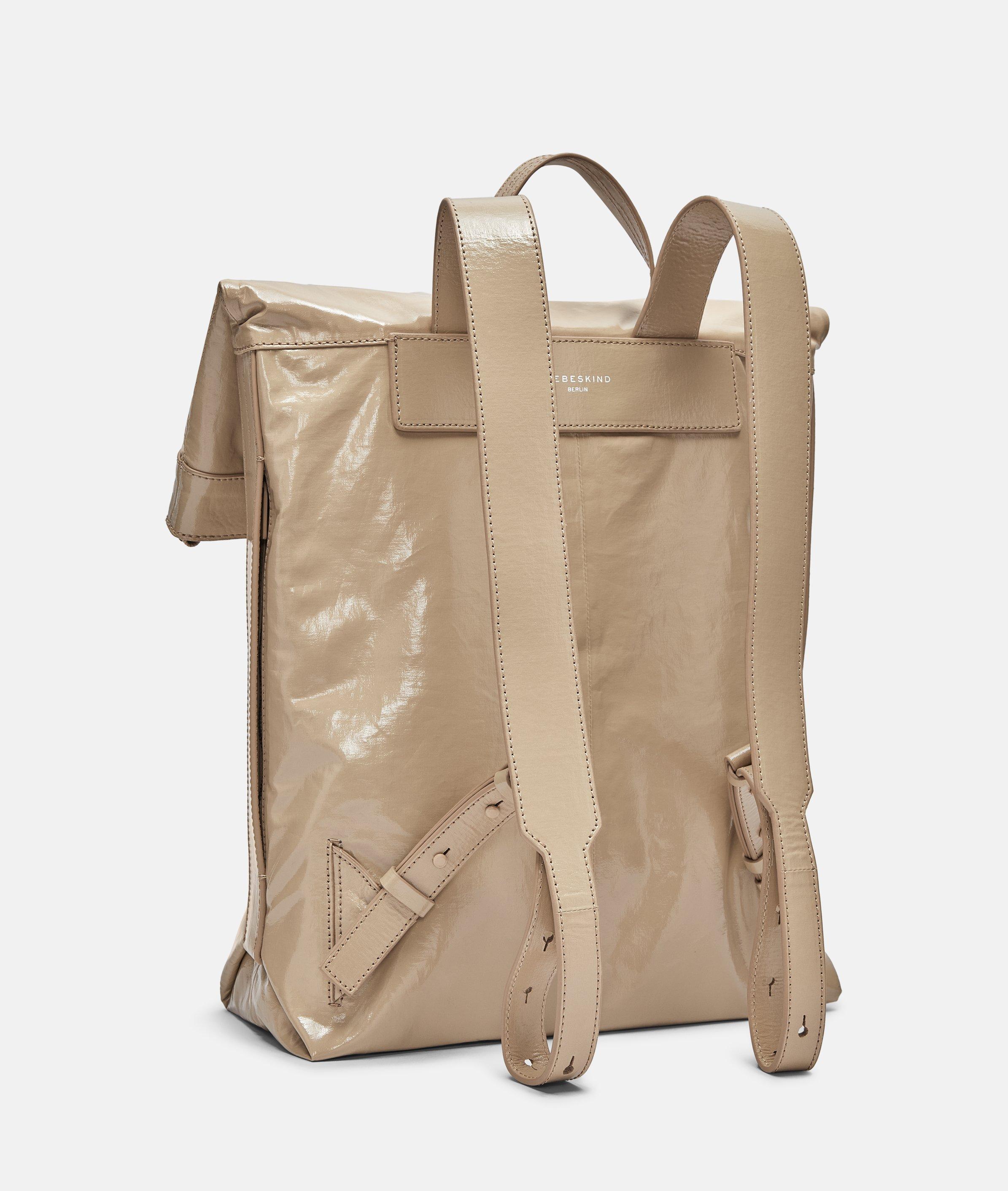 Thumbnail - Liebeskind Berlin - Großer Rucksack aus Baumwolle mit Lackfinish -  Beige